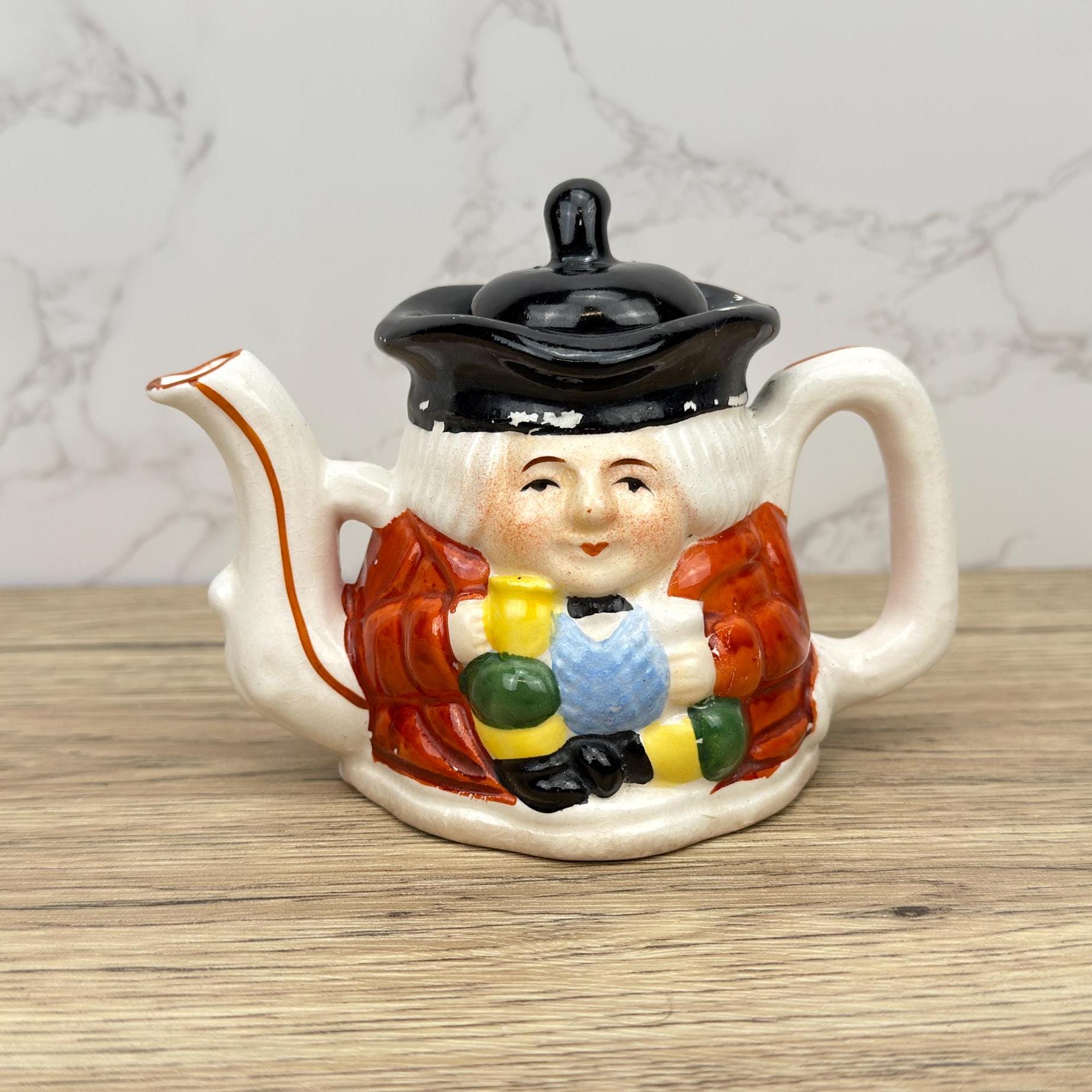 Collectible Toby Character Teapot, Small Double Sided Decor