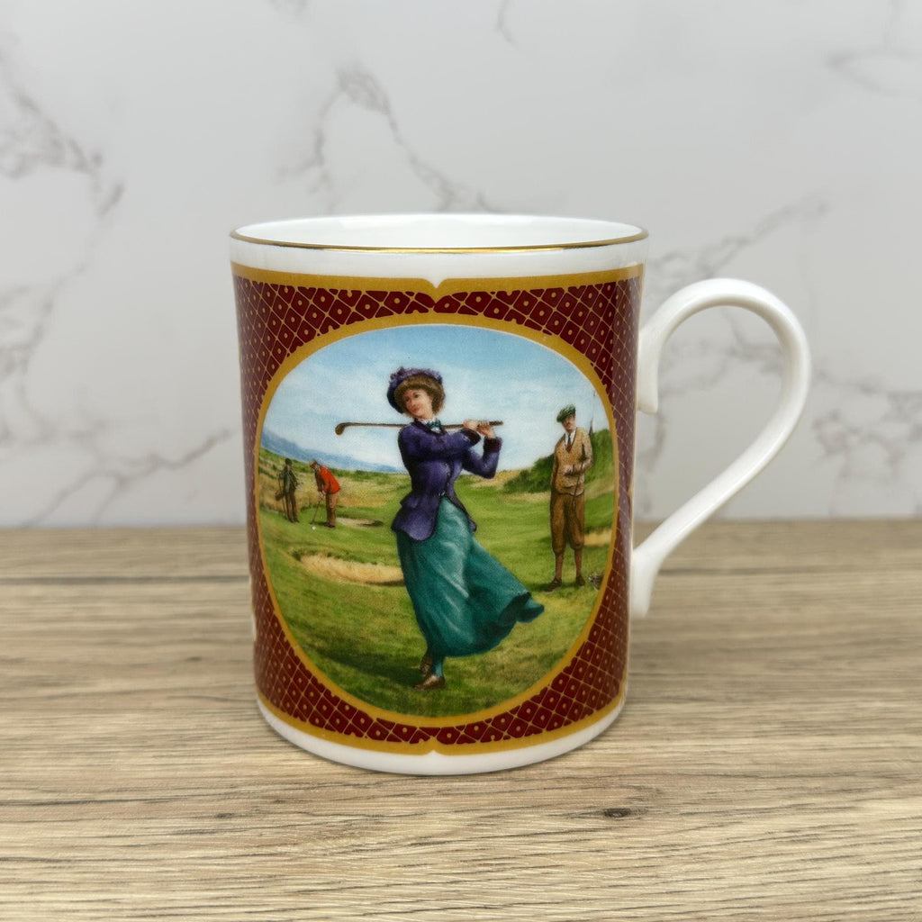 Vintage Royal Worcester Melvyn Buckley Golfing Mug, Gilded Porcelain