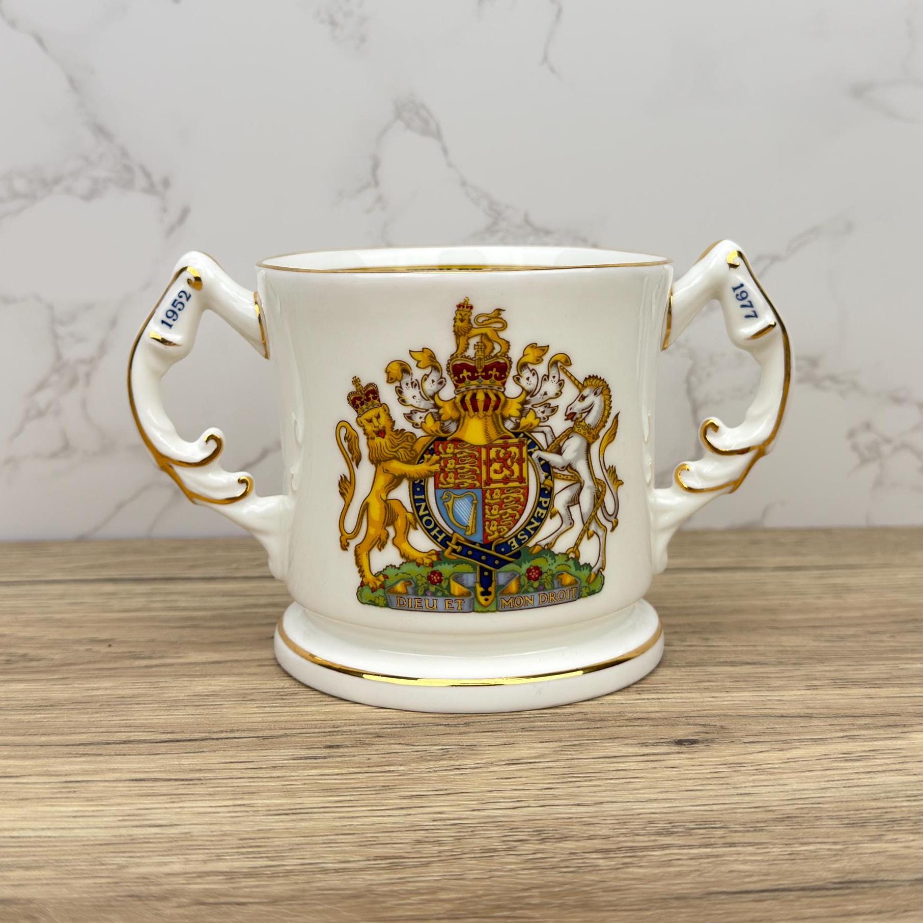 Vintage Aynsley British Royalty Commemorative Mug, Double Handled Tankard