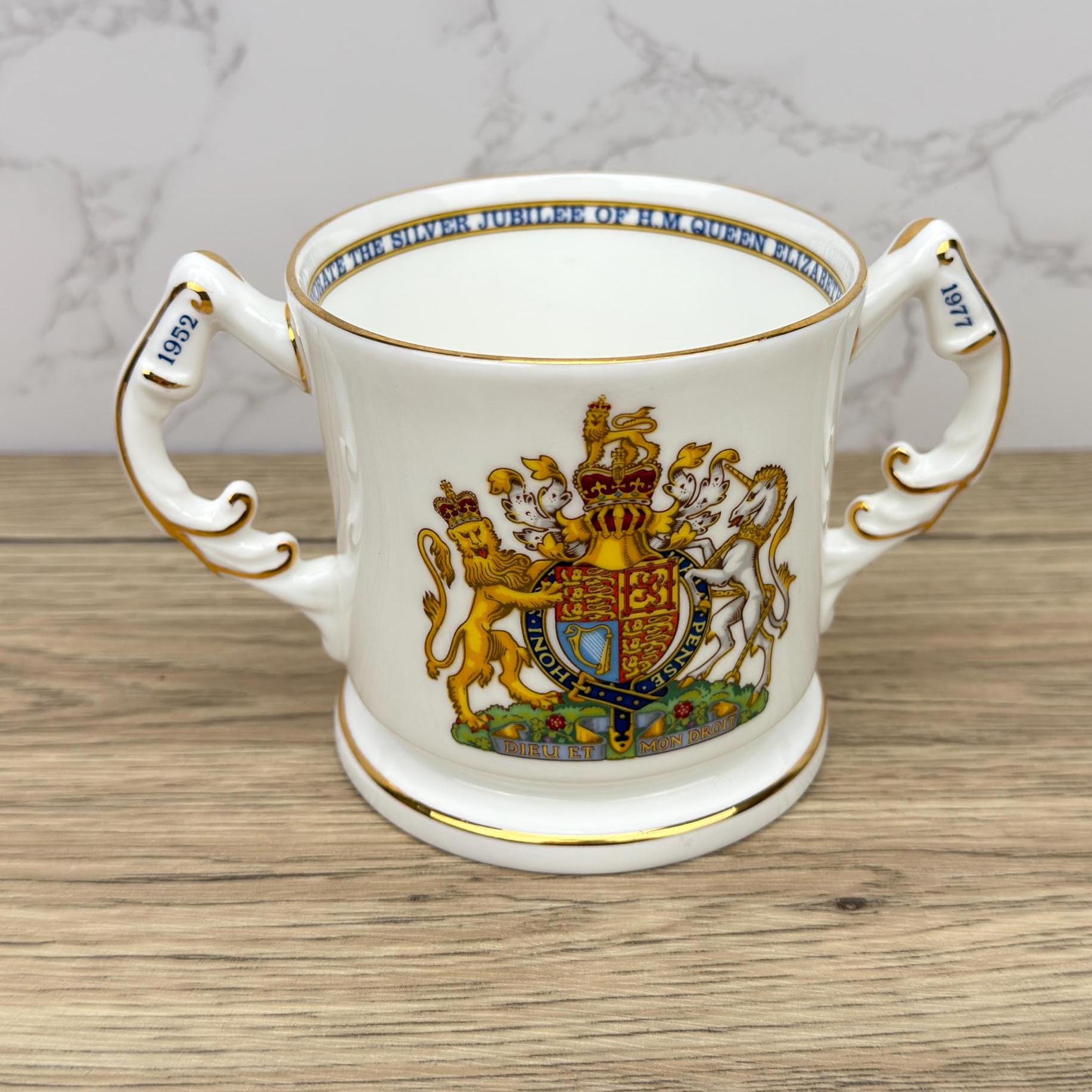 Vintage Aynsley British Royalty Commemorative Mug, Double Handled Tankard