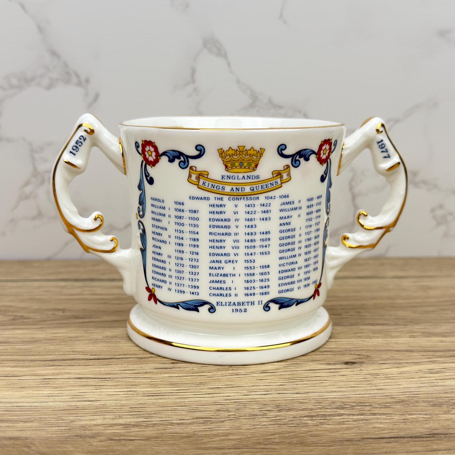 Vintage Aynsley British Royalty Commemorative Mug, Double Handled Tankard
