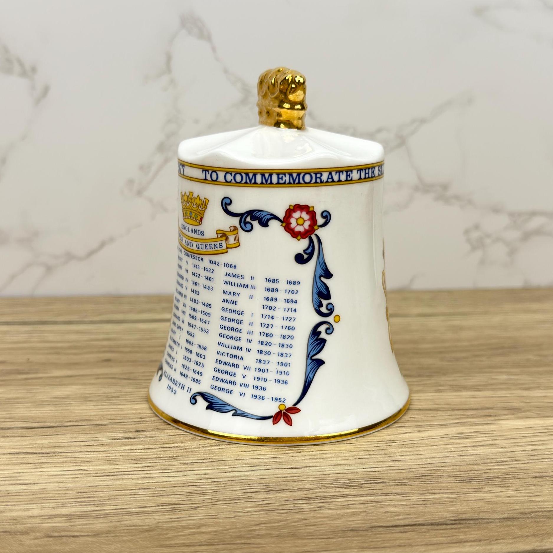 Aynsley Queen Elizabeth II Silver Jubilee Bell, Fine Bone China 1977