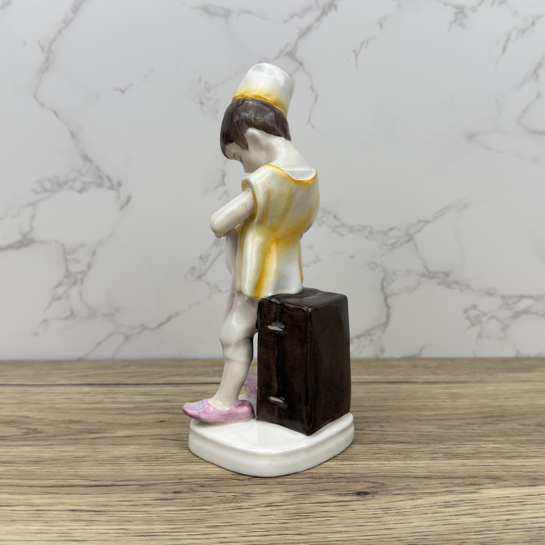 Vintage Welsh Bone China Pup Figurine, Collectible Shelf Decor