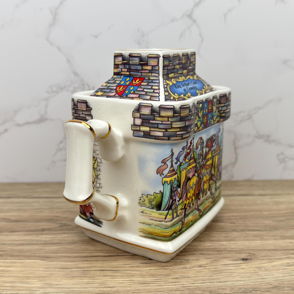Vintage Sadler Teapot, King Arthur Camelot Scene, Gold Trim