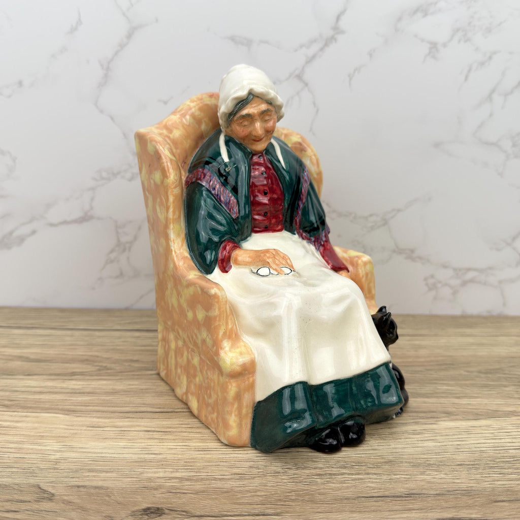 Vintage Royal Doulton Figurine, Forty Winks HN1974, Fine Bone China Grandma