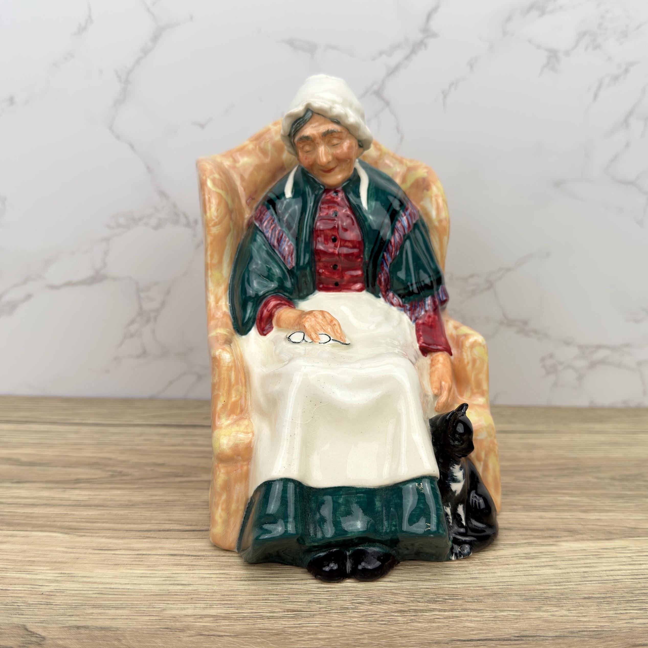 Vintage Royal Doulton Figurine, Forty Winks HN1974, Fine Bone China Grandma