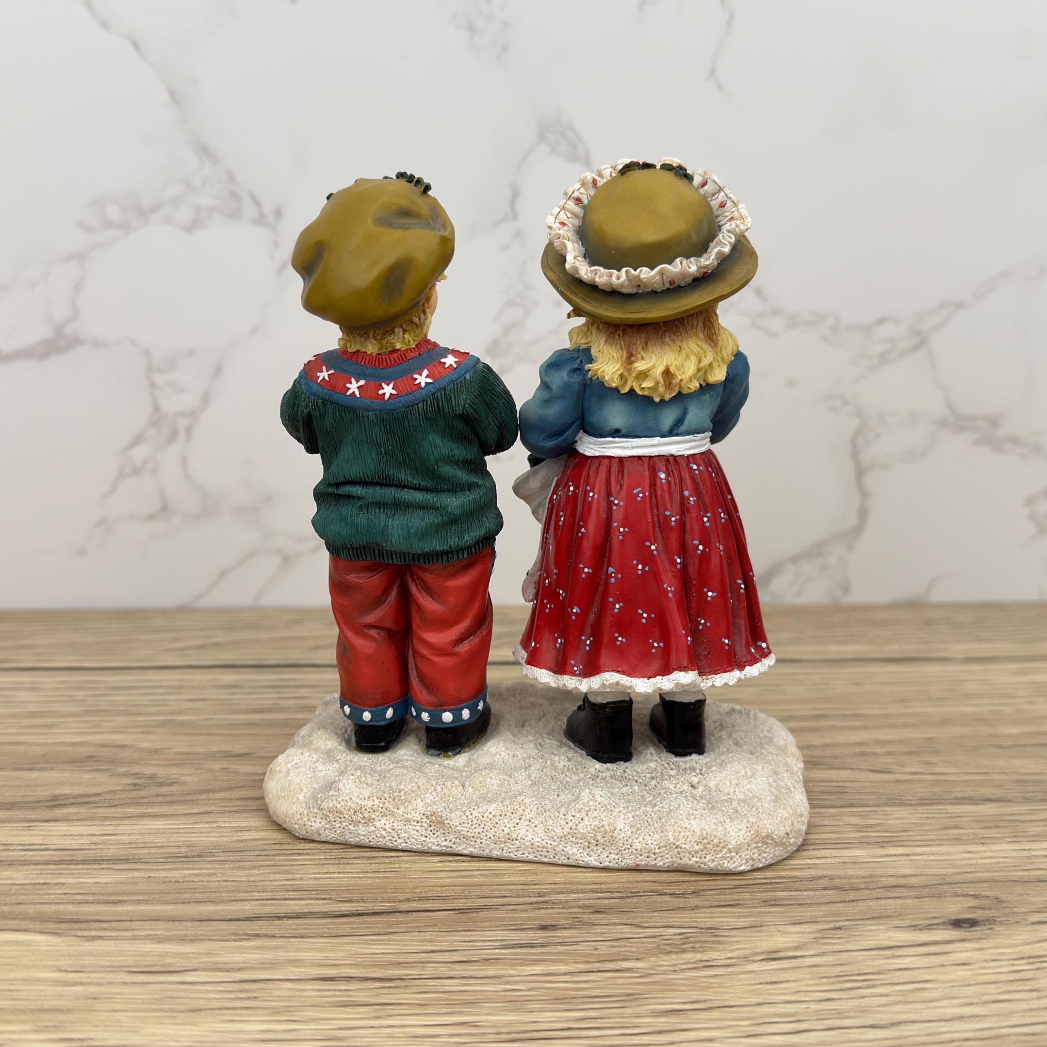 Leonardo Collection Porcelain Figurines, Girl and Boy, Winter Walk