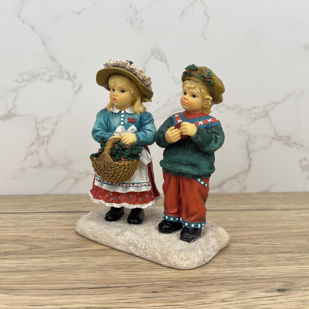 Leonardo Collection Porcelain Figurines, Girl and Boy, Winter Walk