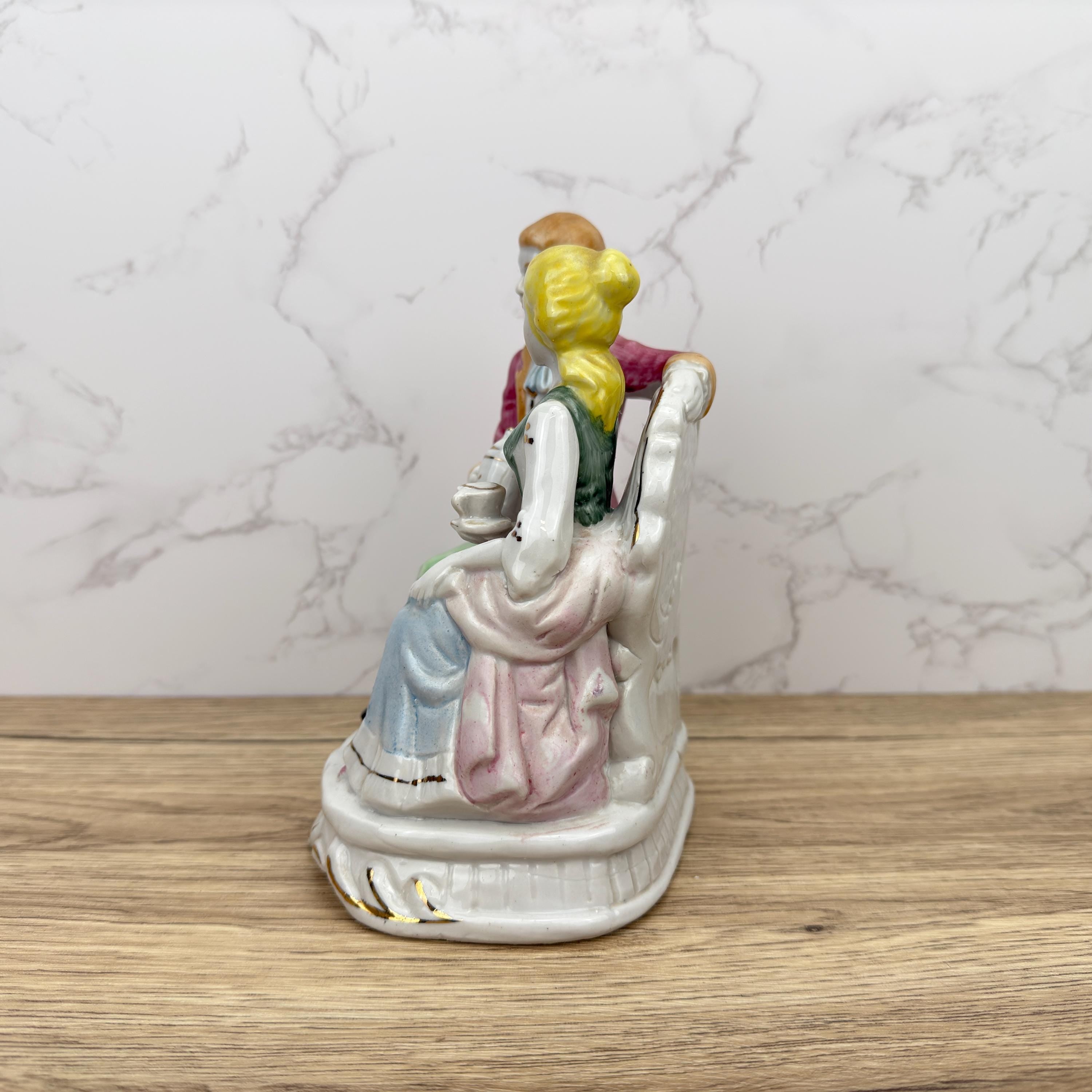 French Colonial Couple Figurine, Victorian Shabby Chic Decor