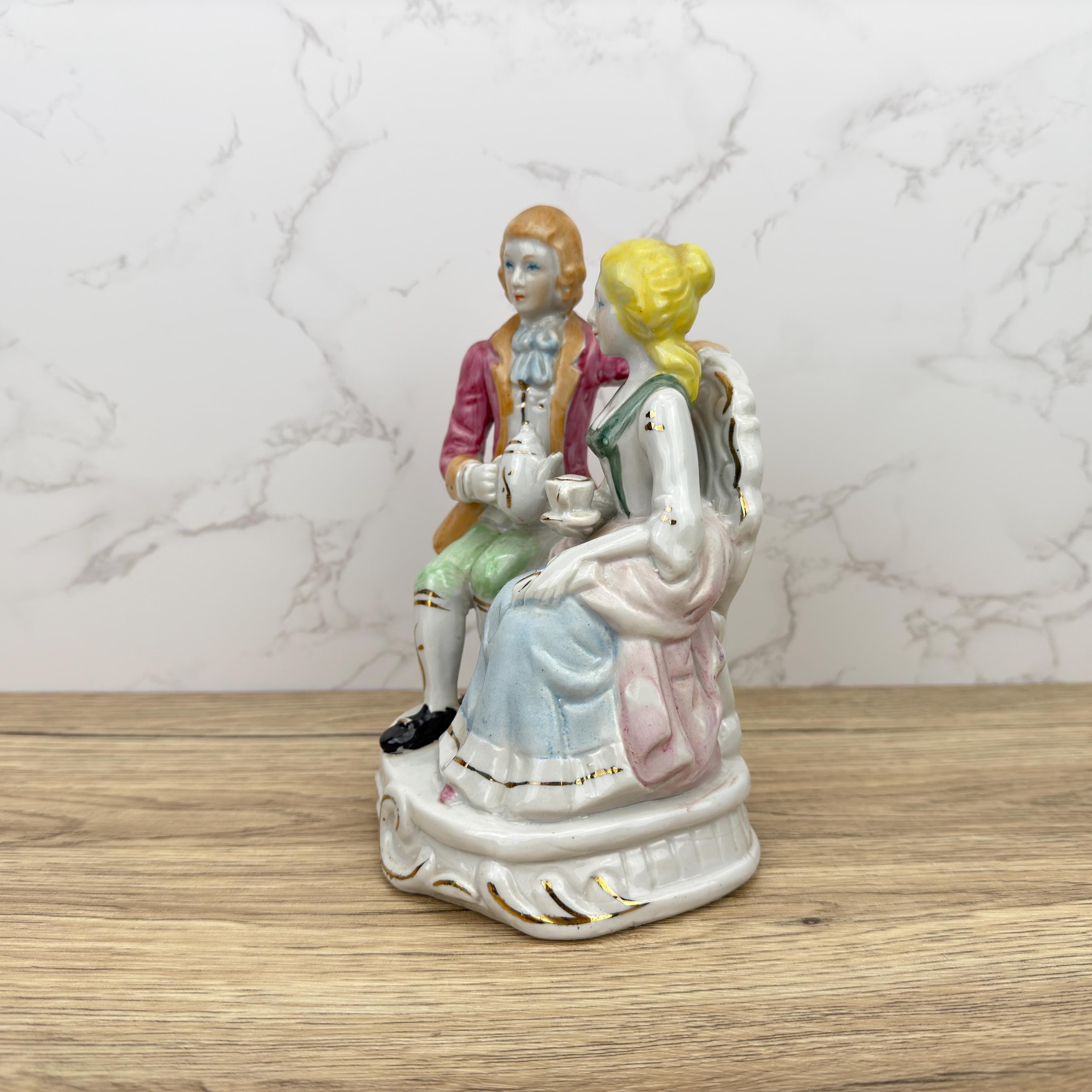 French Colonial Couple Figurine, Victorian Shabby Chic Decor