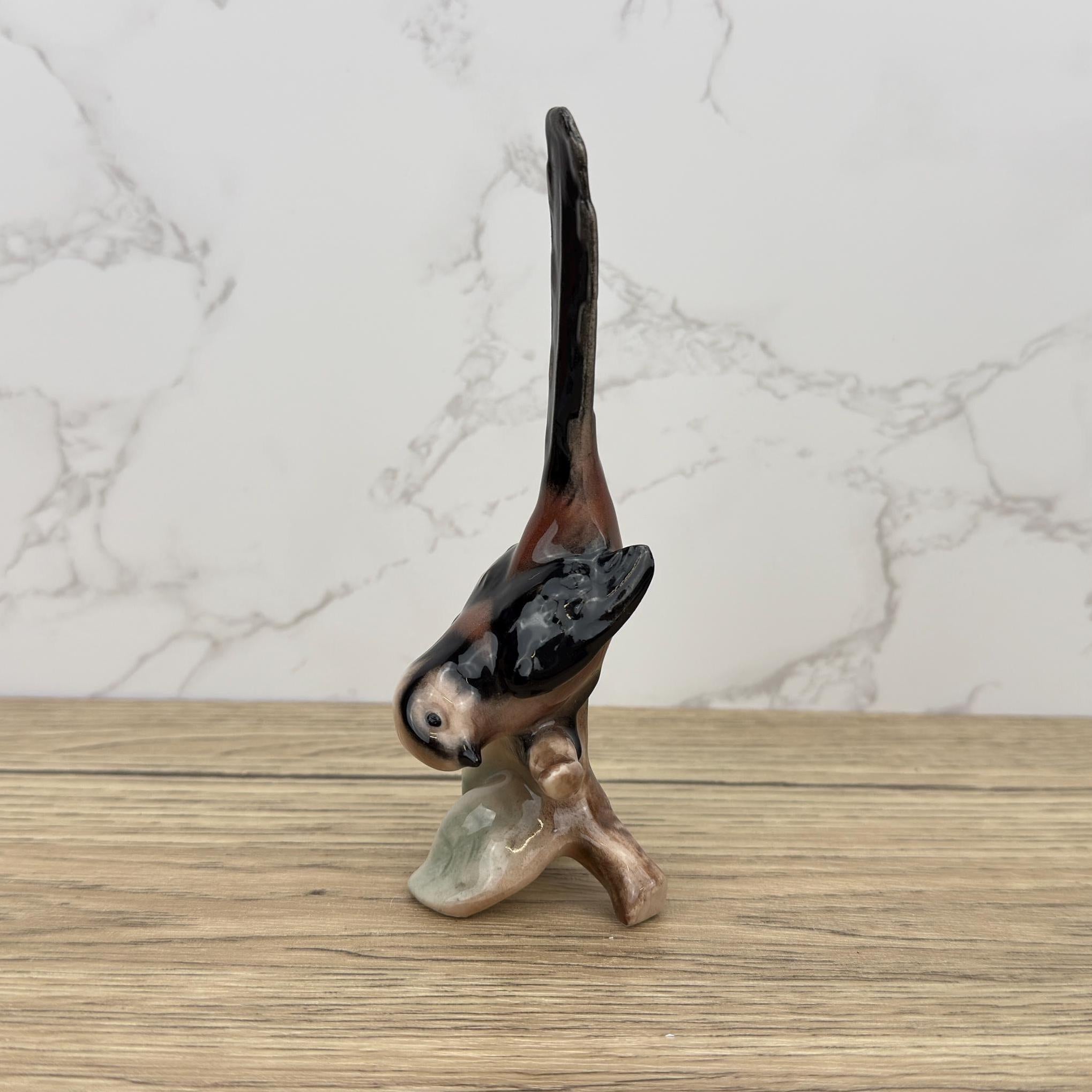 Vintage Hummel Goebel Porcelain Bird Figurines, Long Tailed Titmouse and Pied Wagtail