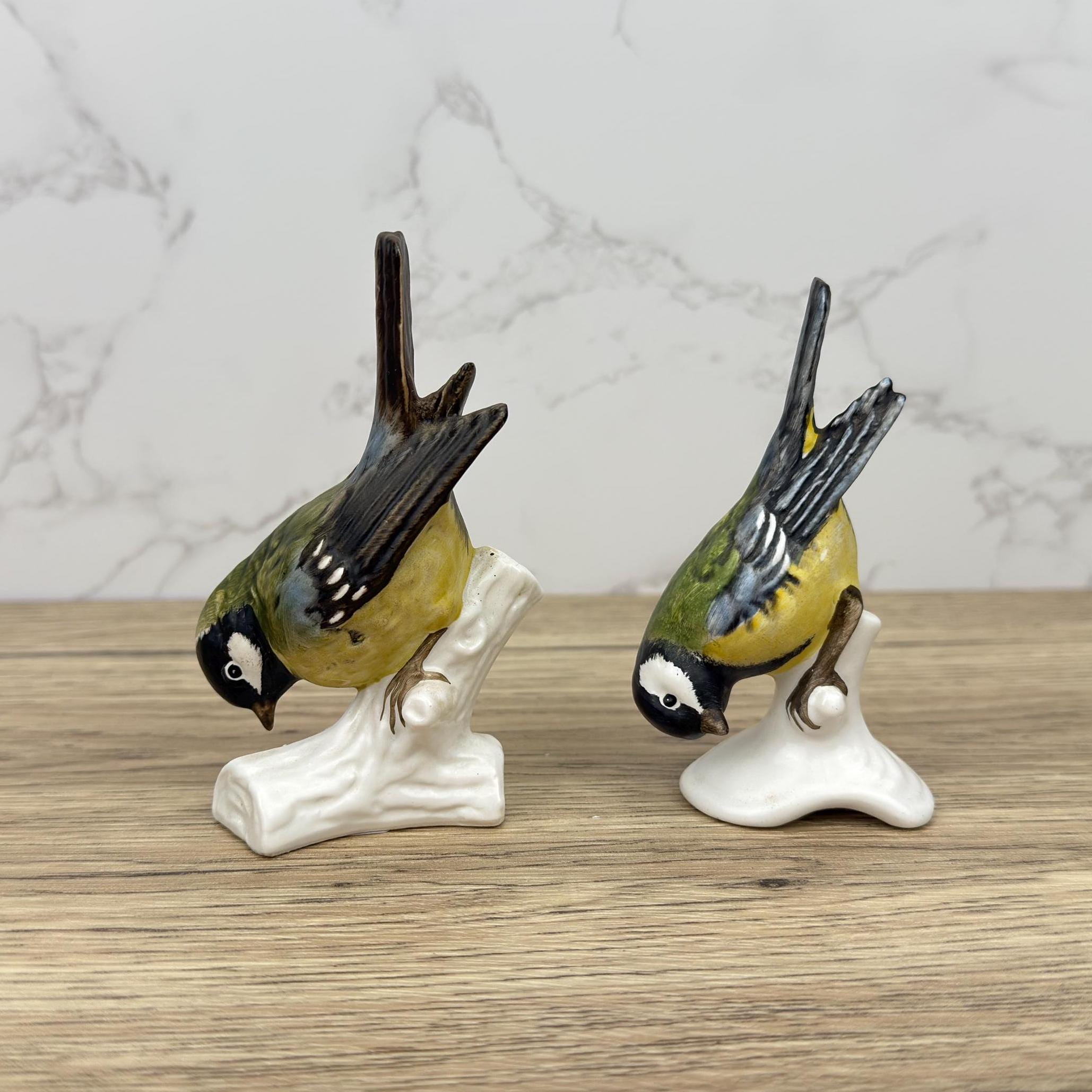 Vintage Goebel Hummel Titmouse Porcelain Bird Figurines, Western Germany