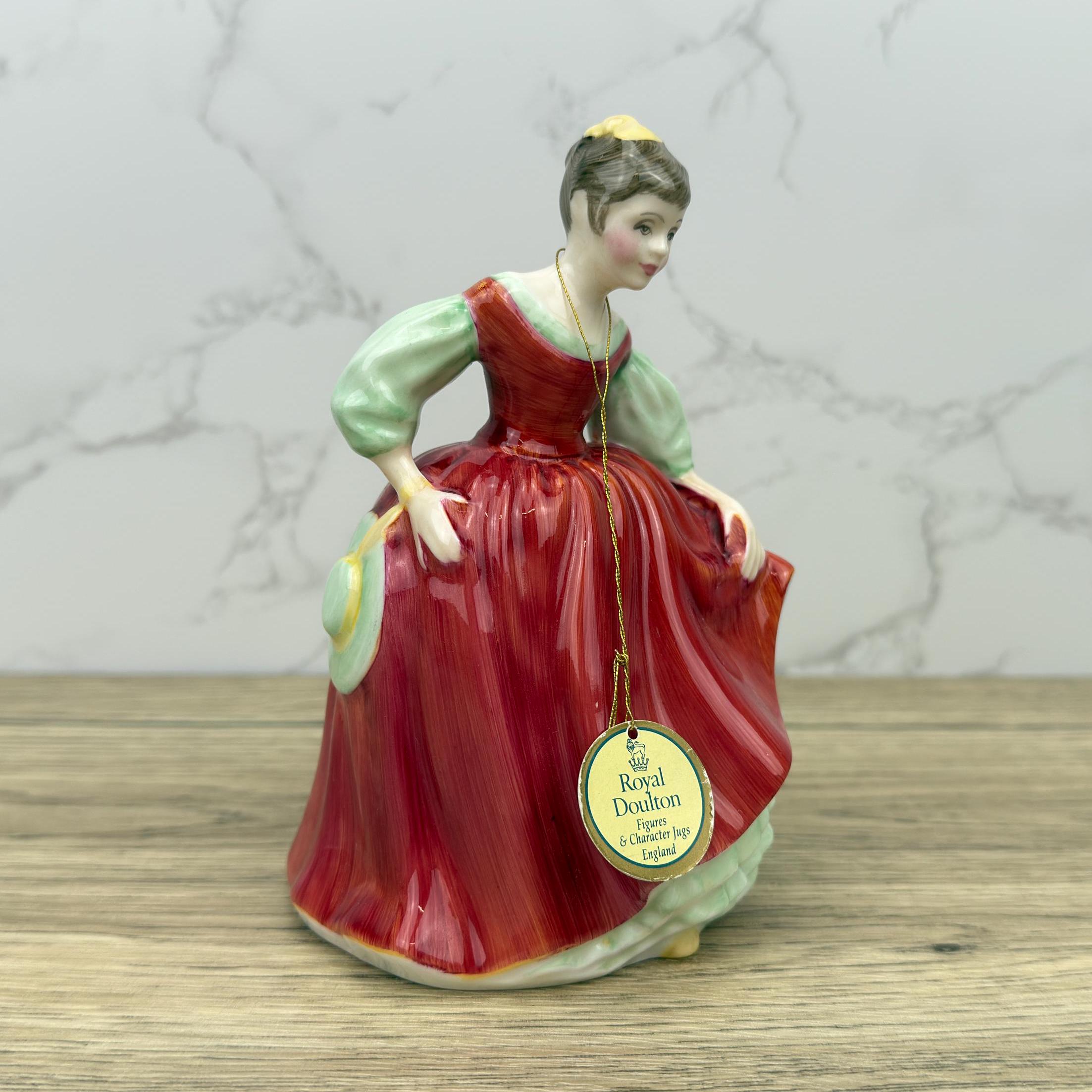 Vintage Royal Doulton Figurine, Fair Maiden HN2434, Lady in Red Dress