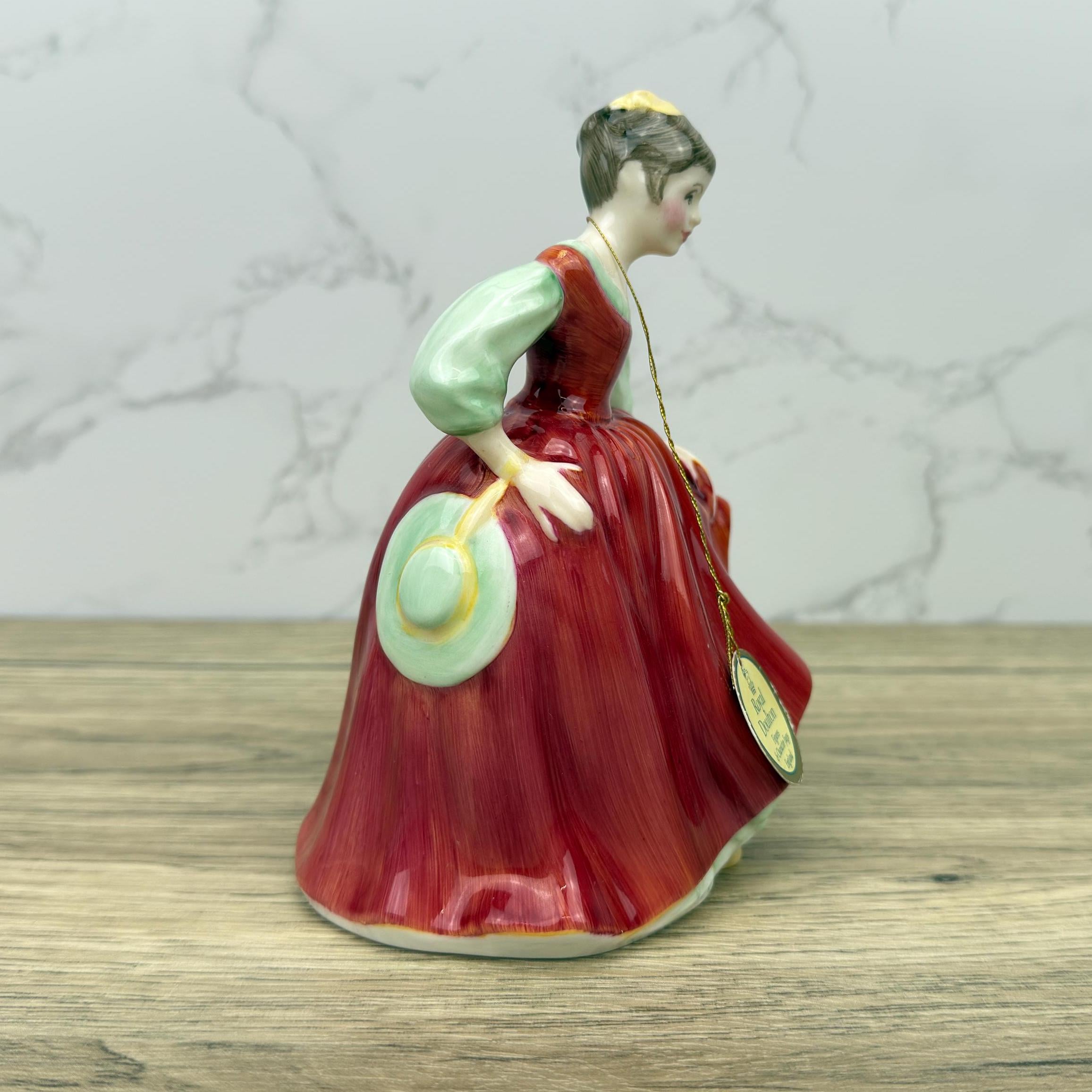 Vintage Royal Doulton Figurine, Fair Maiden HN2434, Lady in Red Dress