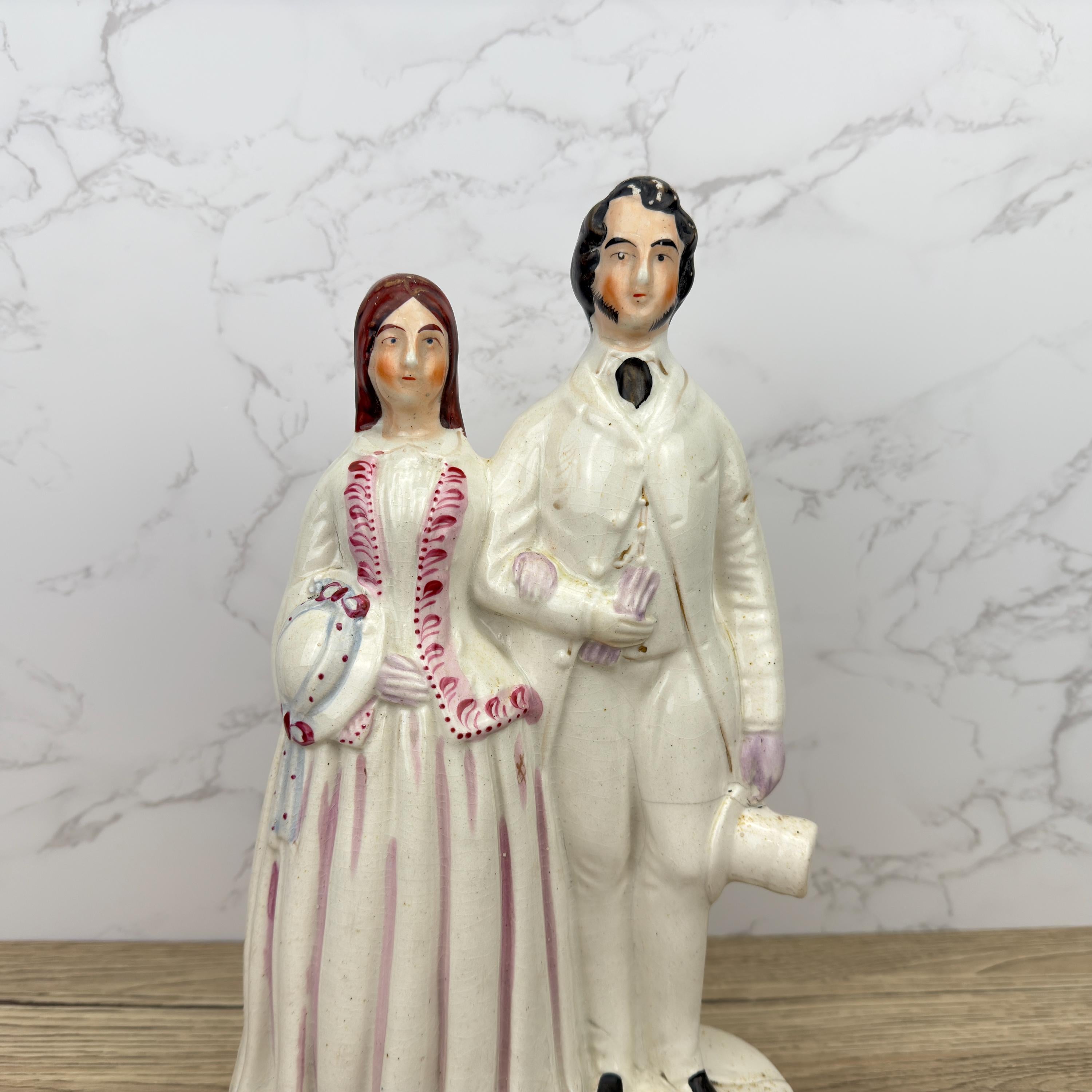Victorian Staffordshire Prince and Princess Figurine, 1860 Royalty Display