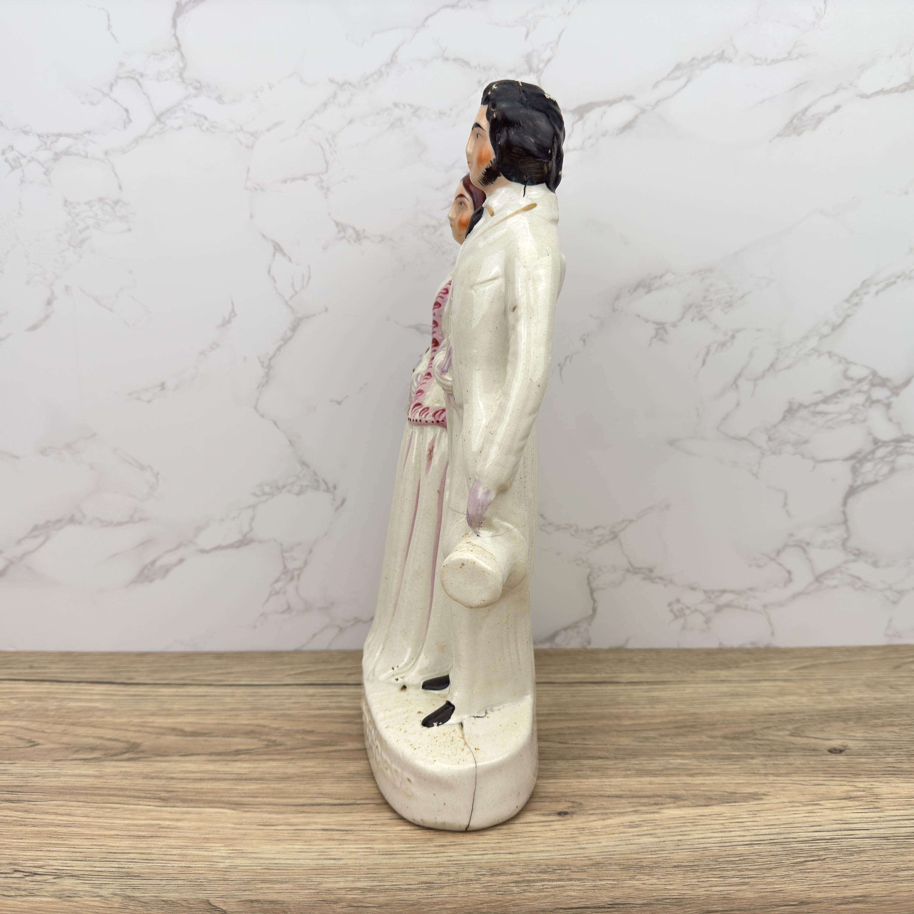 Victorian Staffordshire Prince and Princess Figurine, 1860 Royalty Display