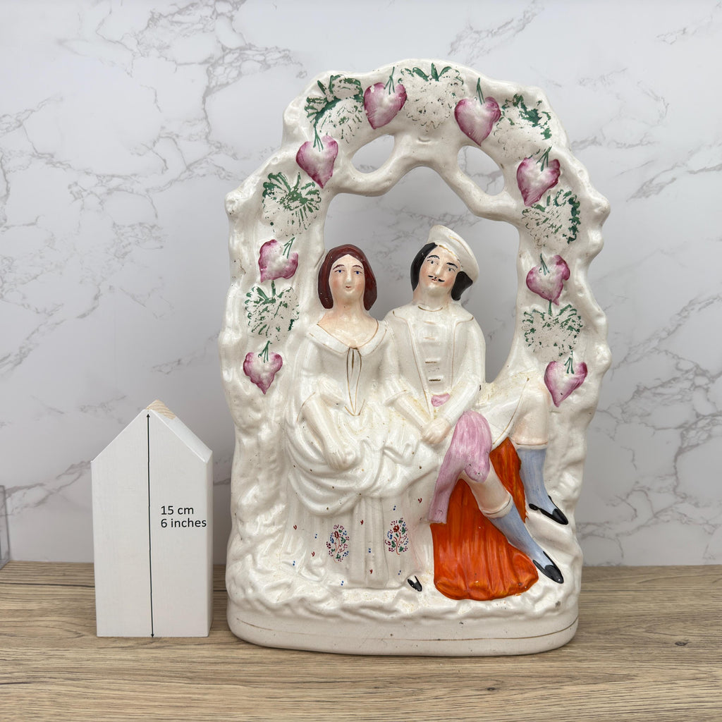 Antique Staffordshire Flatback Figurine, Victorian Courting Couple Decor