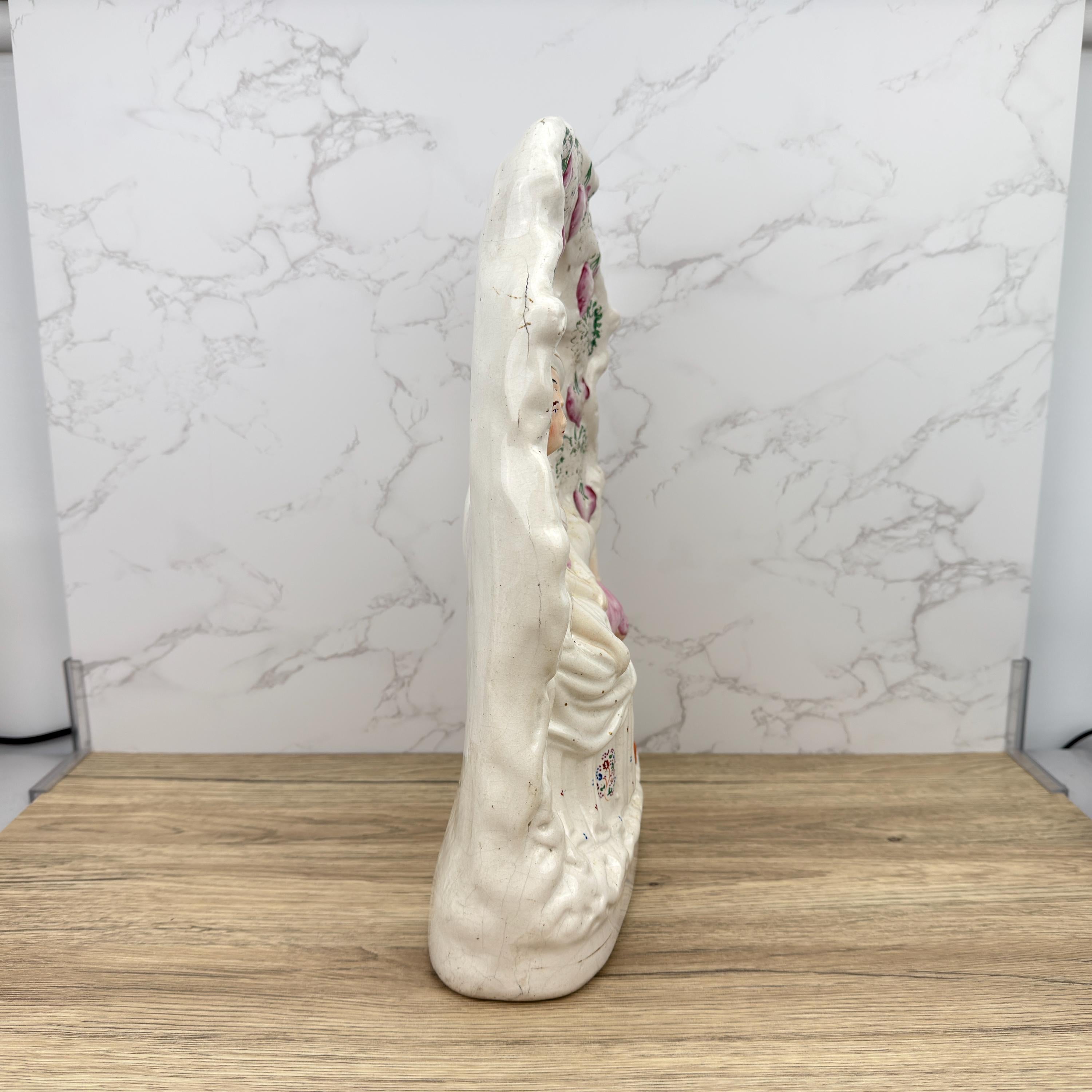 Antique Staffordshire Flatback Figurine, Victorian Courting Couple Decor