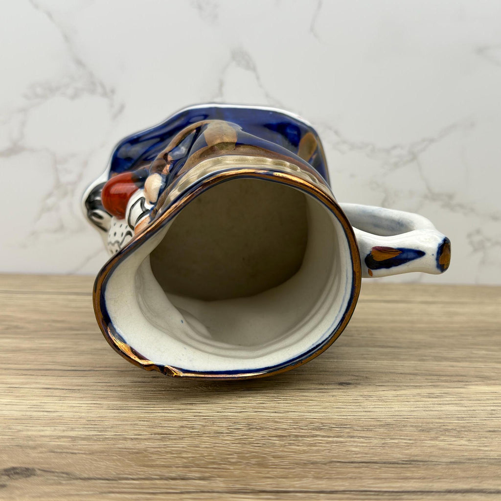 Antique Allerton's Toby Jug, Staffordshire Seated Man Mug, Cobalt Blue & Gold