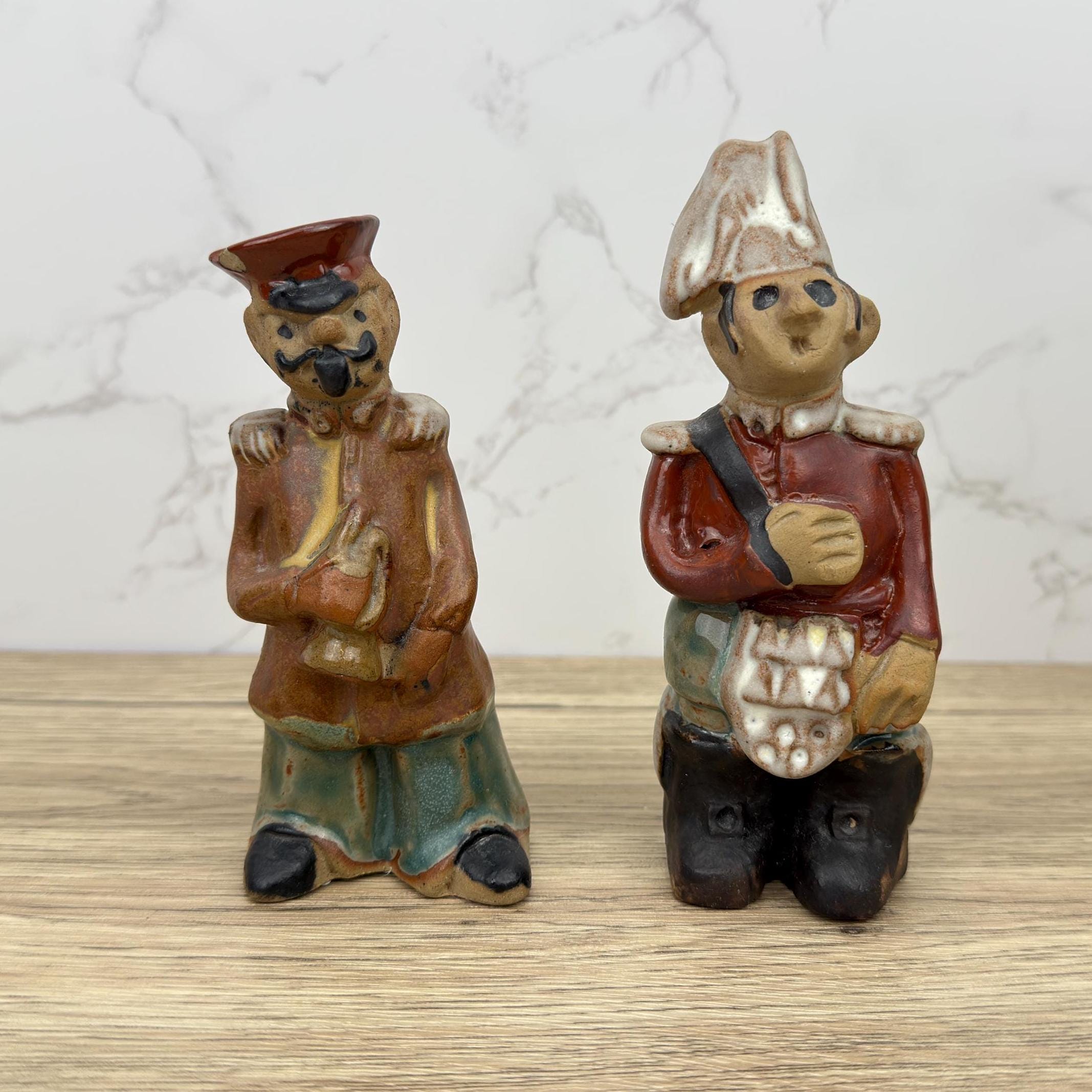Vintage Tremar Pottery Figurines, Scottish Highlander and Military Bandman