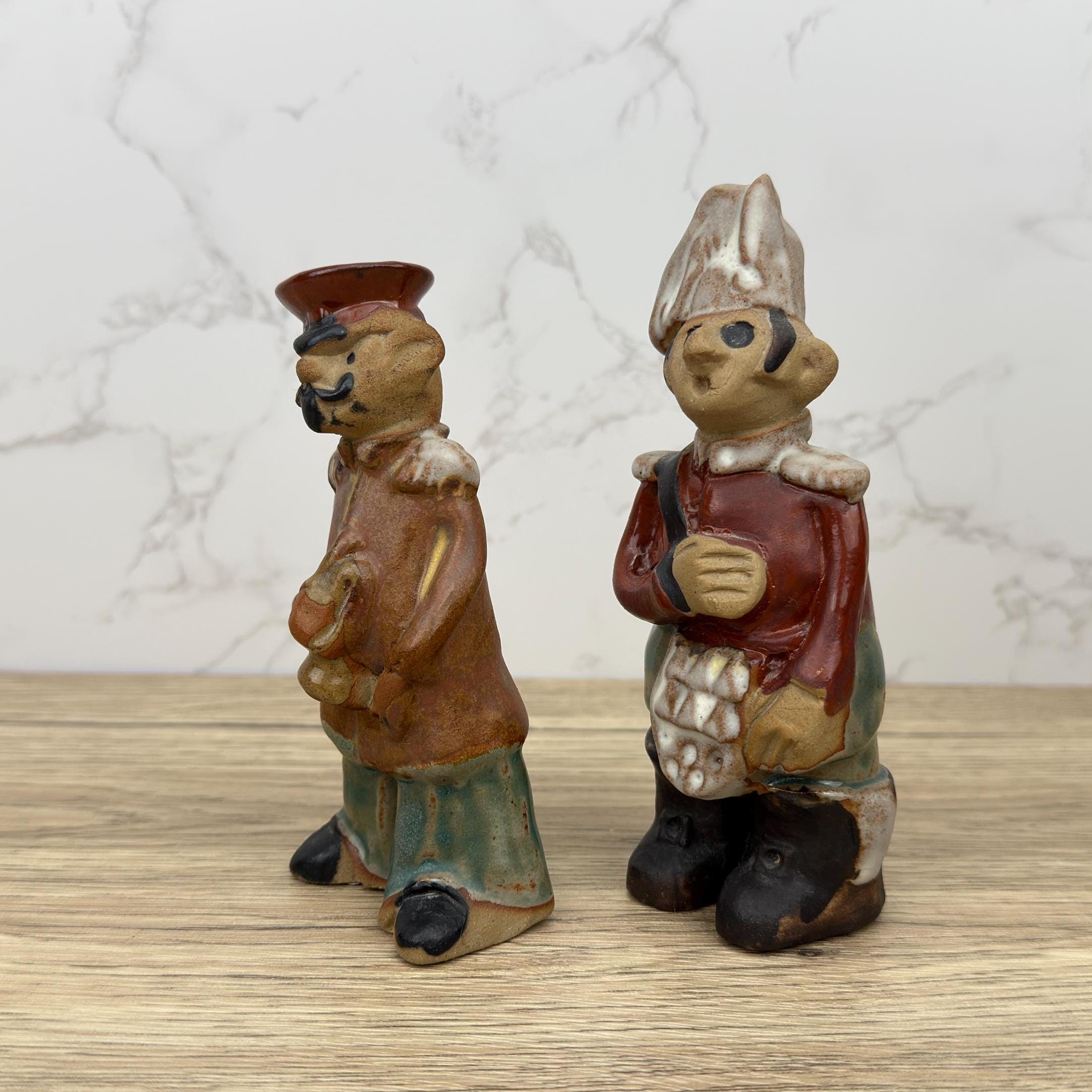 Vintage Tremar Pottery Figurines, Scottish Highlander and Military Bandman