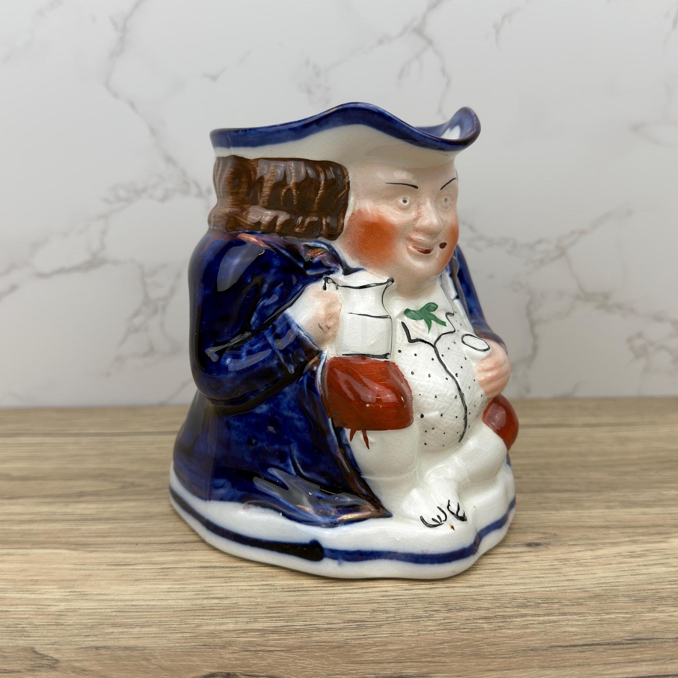 Antique Allertons Toby Jug, Gaudy Copper Lustre, Staffordshire Pottery