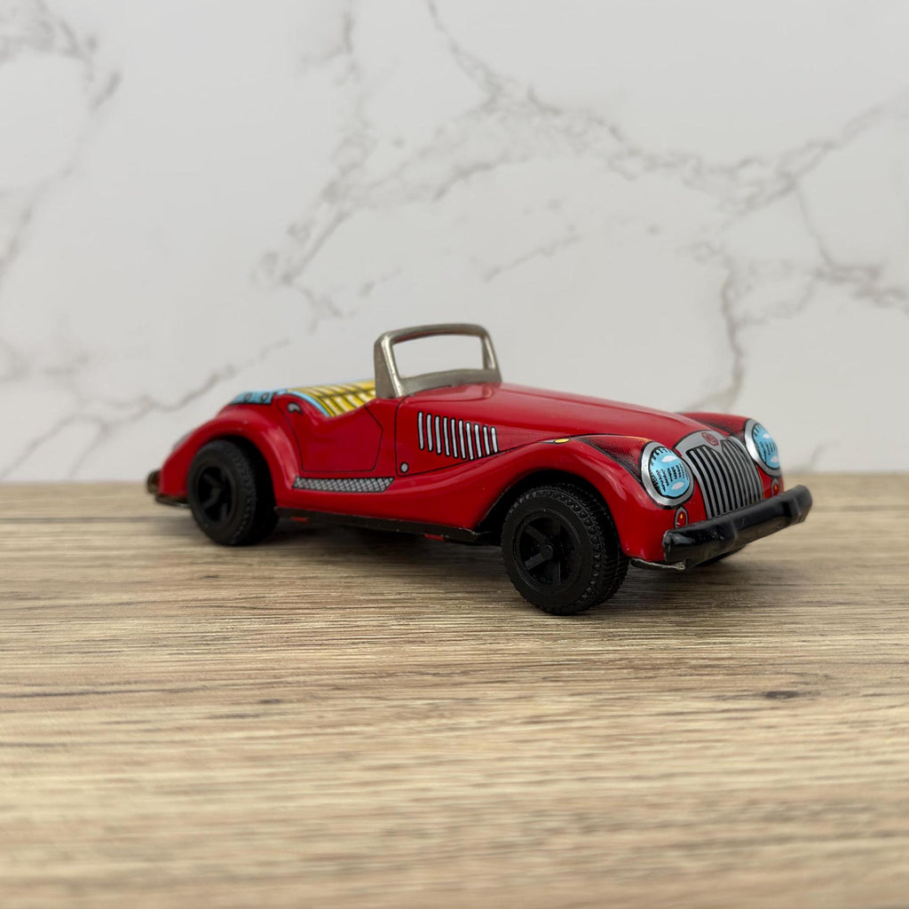 Vintage Tinplate Friction Car, Yone Japan, Red Collectible Toy