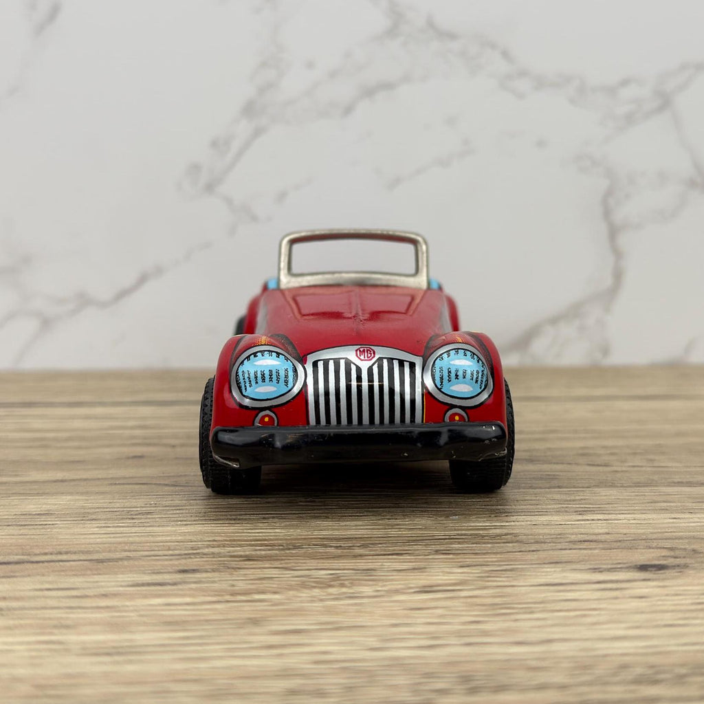 Vintage Tinplate Friction Car, Yone Japan, Red Collectible Toy