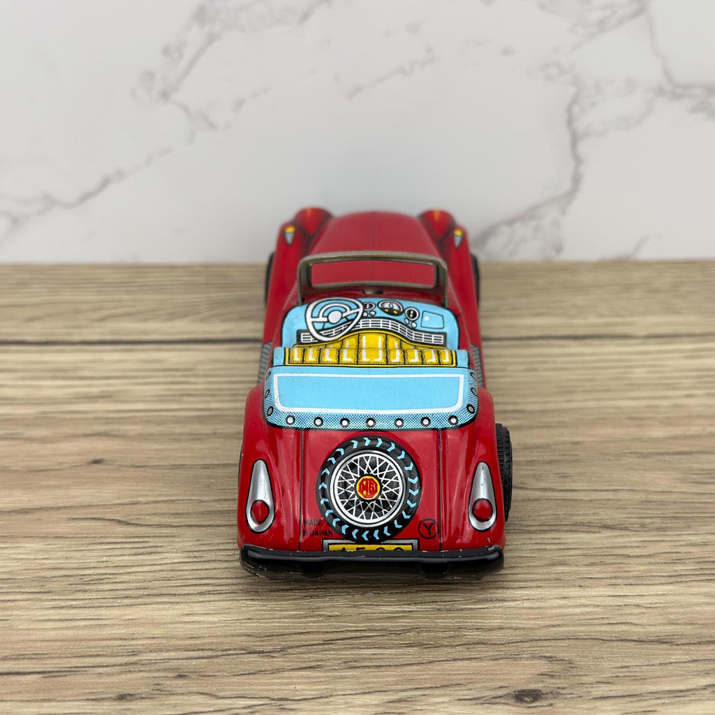 Vintage Tinplate Friction Car, Yone Japan, Red Collectible Toy