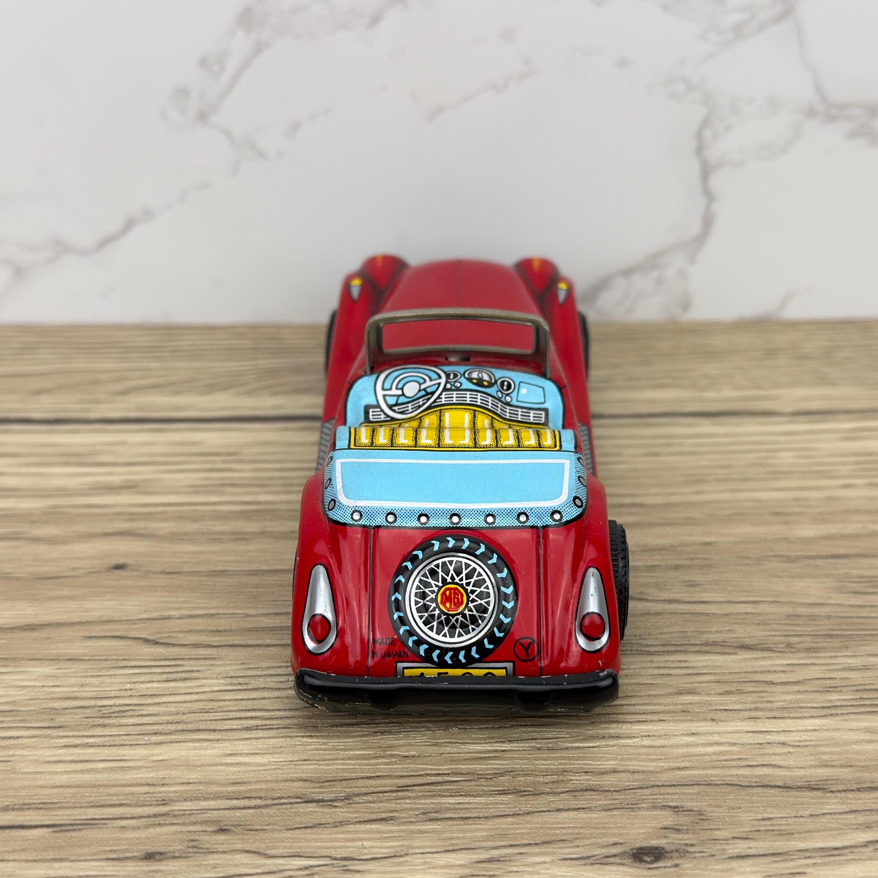 Vintage Tinplate Friction Car, Yone Japan, Red Collectible Toy