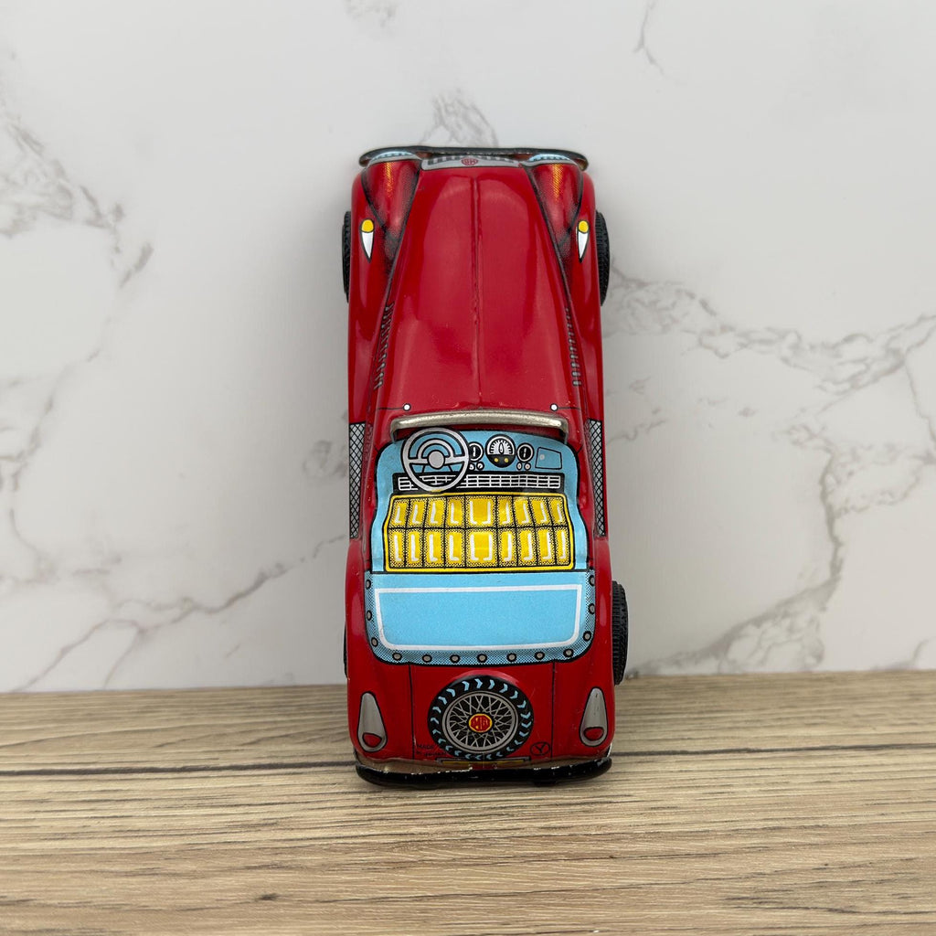 Vintage Tinplate Friction Car, Yone Japan, Red Collectible Toy