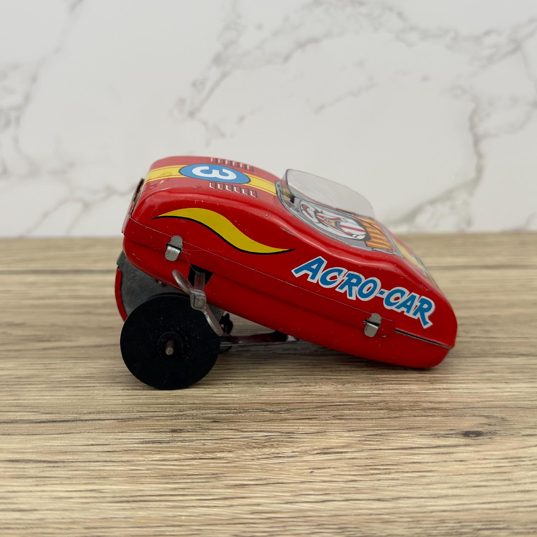 Vintage Yone Acro Car Tin Toy, 1960s Japanese Wind-Up, Original Box