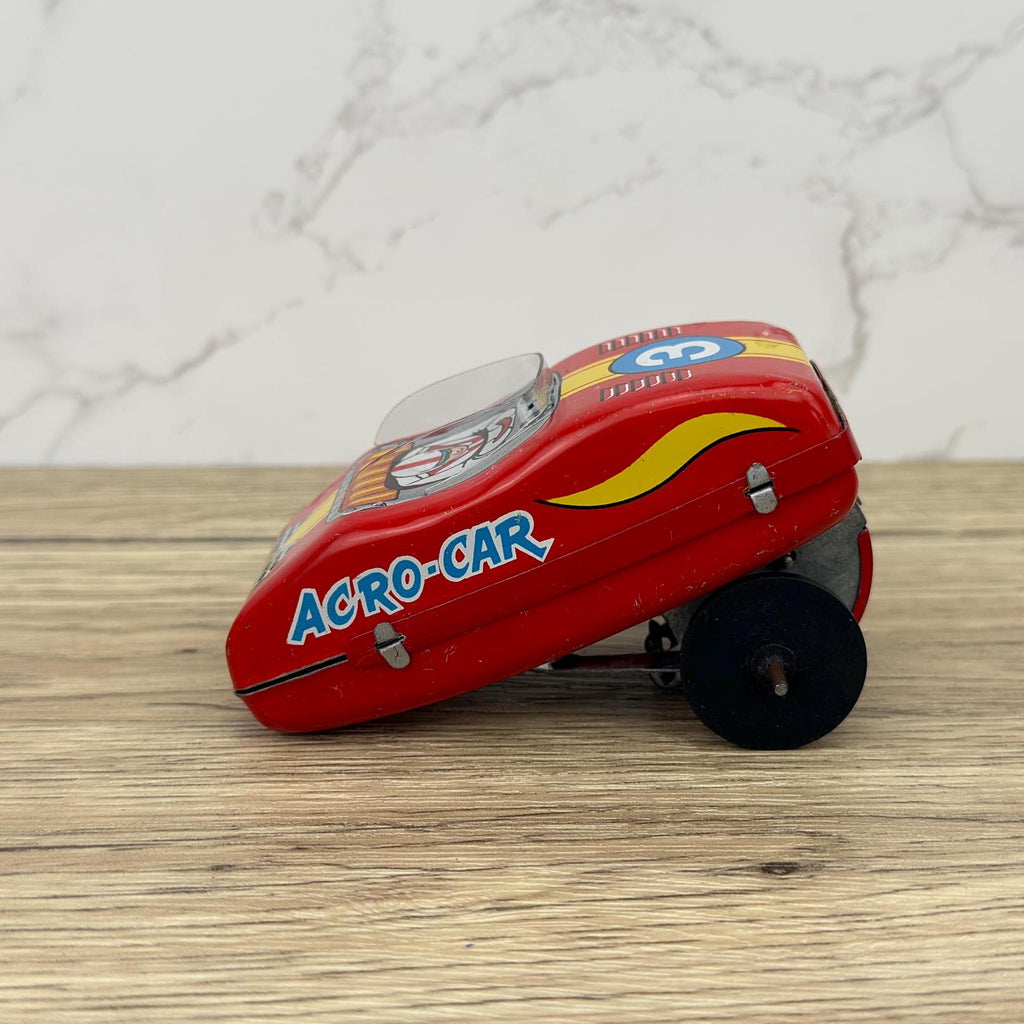 Vintage Yone Acro Car Tin Toy, 1960s Japanese Wind-Up, Original Box
