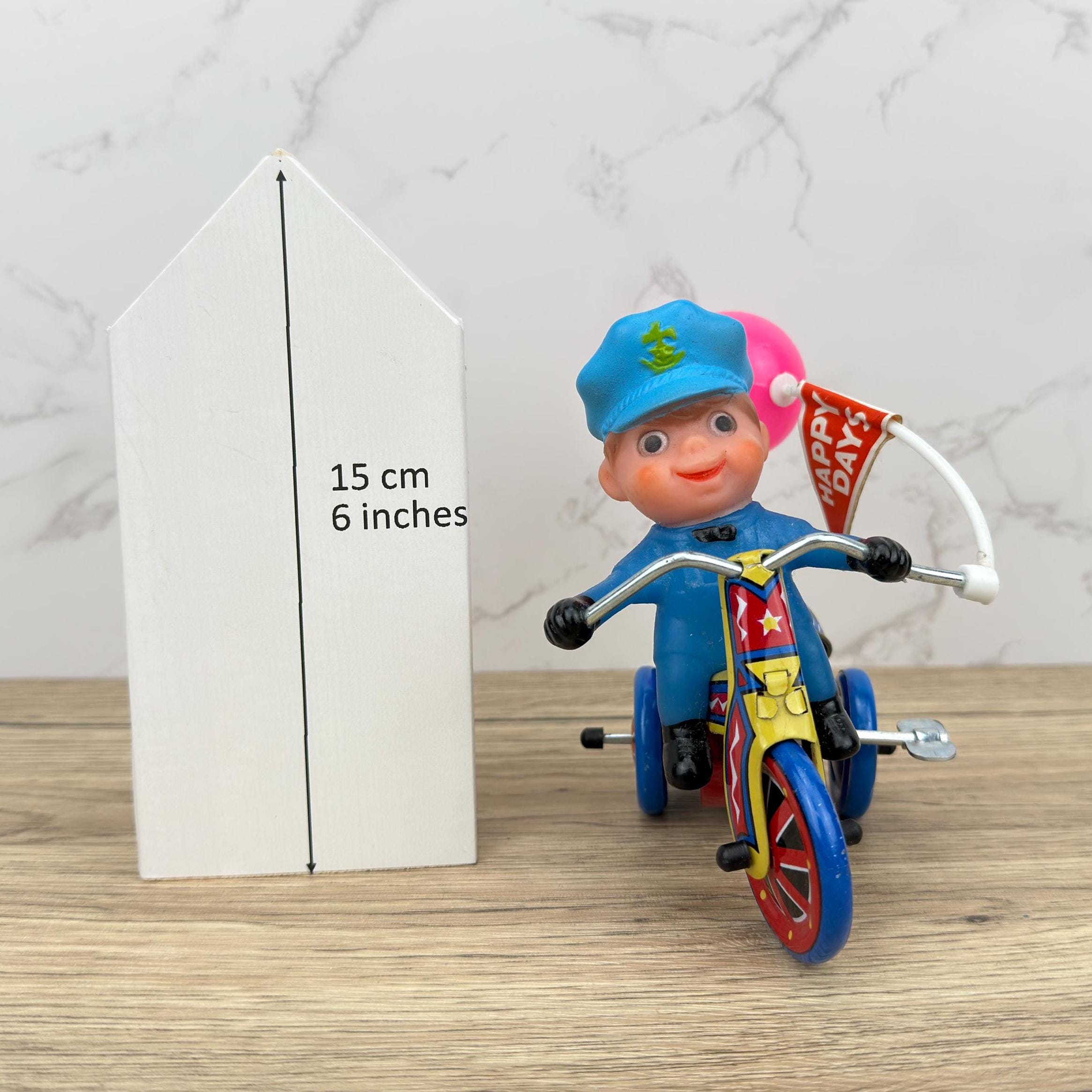 Vintage Tin Lithograph Police Tricycle Wind-Up Toy, Collectible MTU, Korea, Original Box