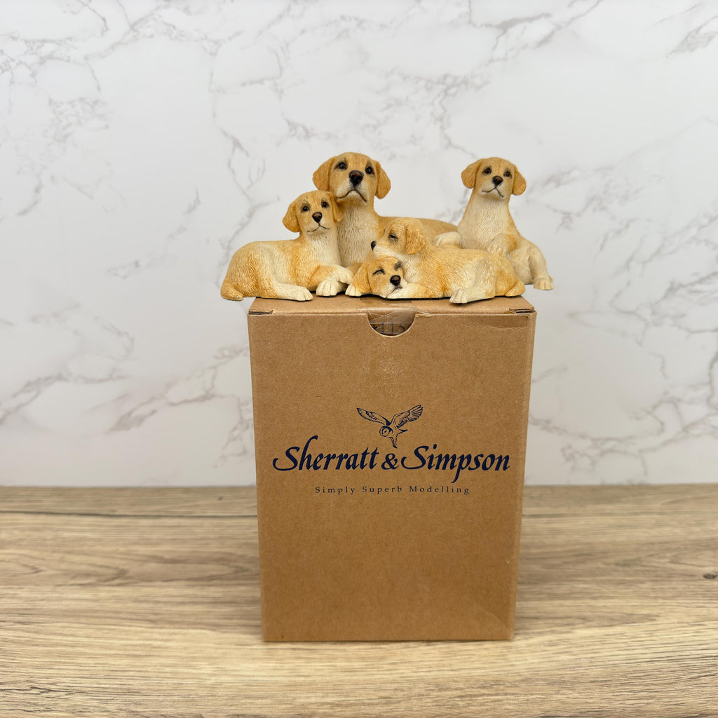 Vintage Sherratt & Simpson Labrador Family Resin Figurine, Boxed