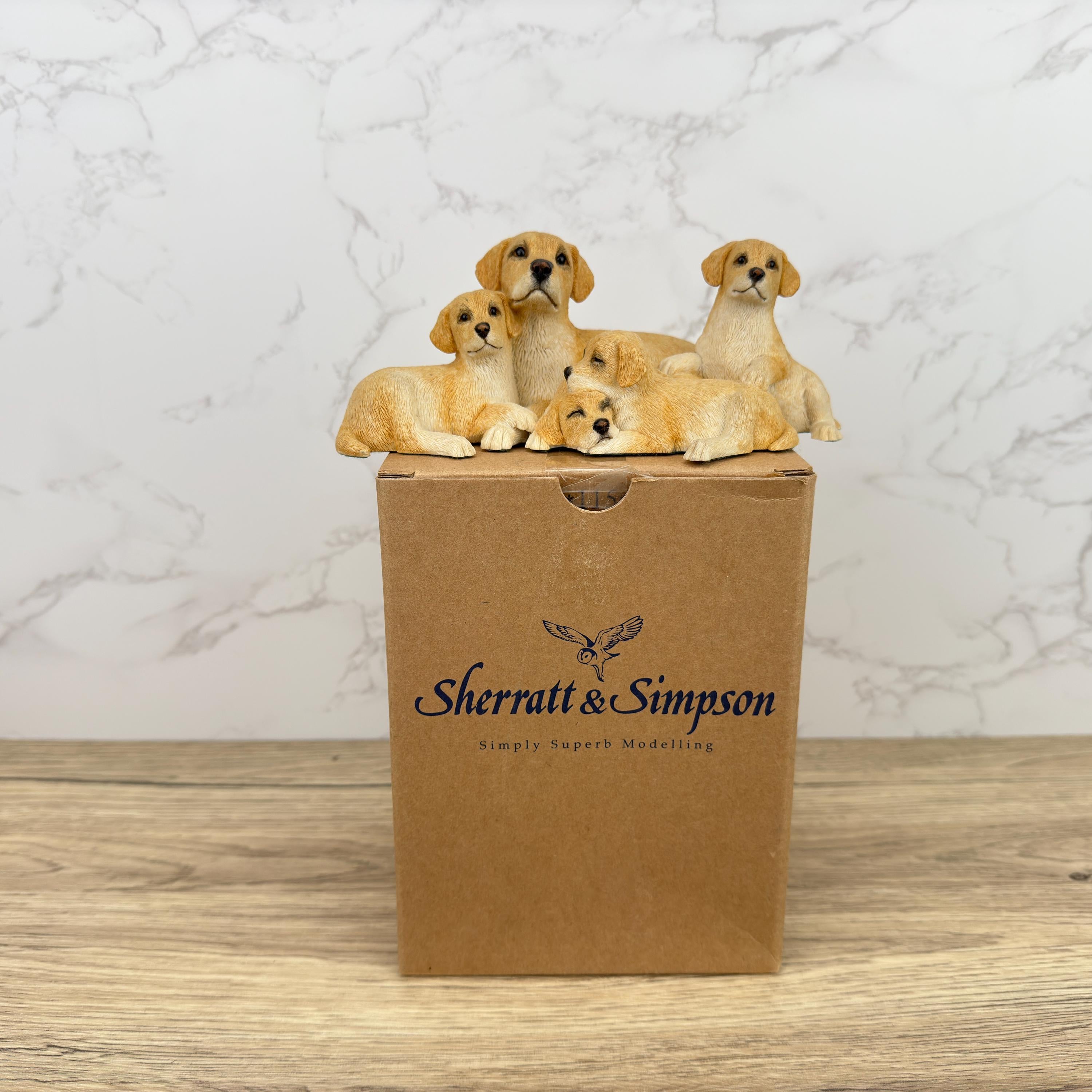 Vintage Sherratt & Simpson Labrador Family Resin Figurine, Boxed