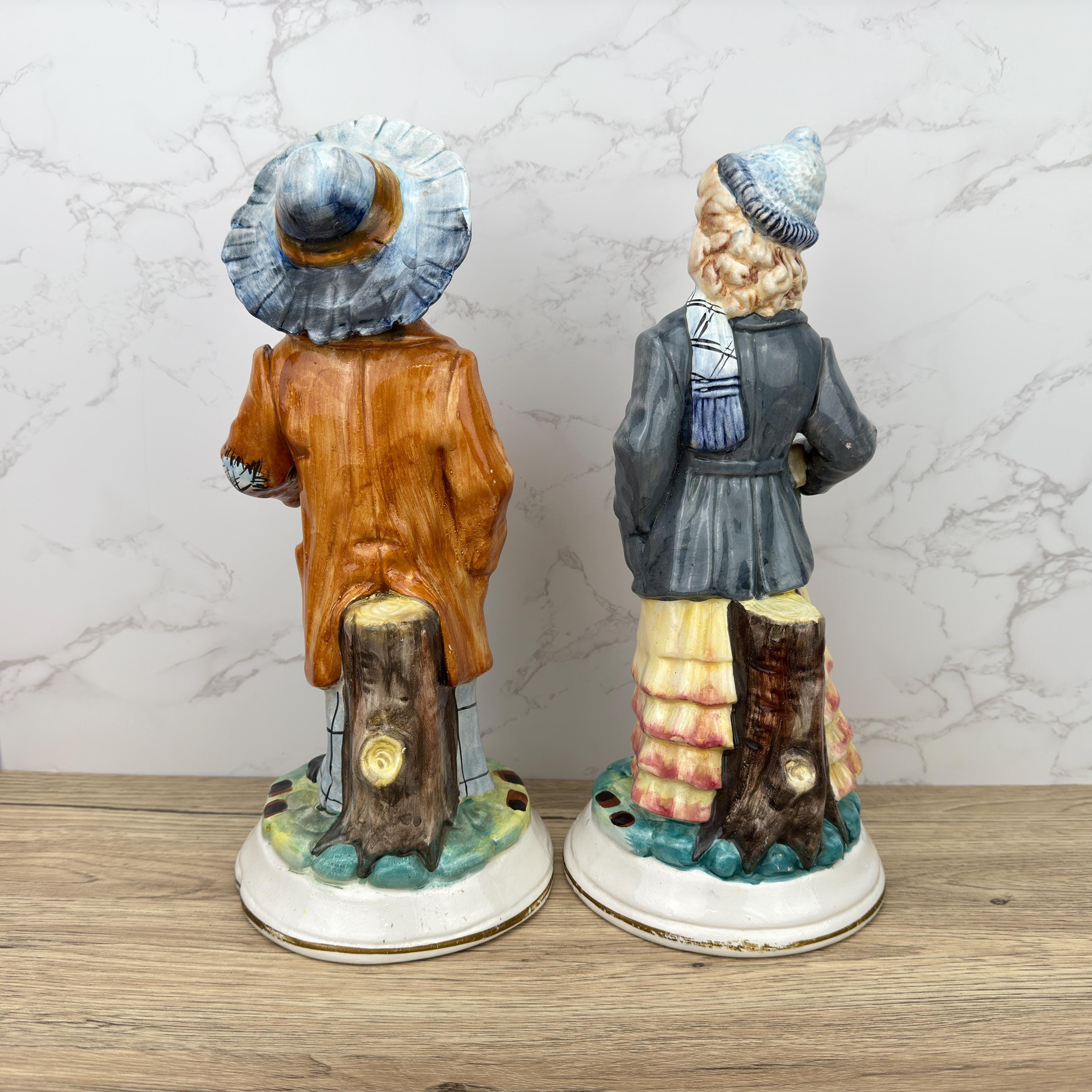 Vintage Capodimonte Figurines, Porcelain Boy and Girl, Italian Home Decor