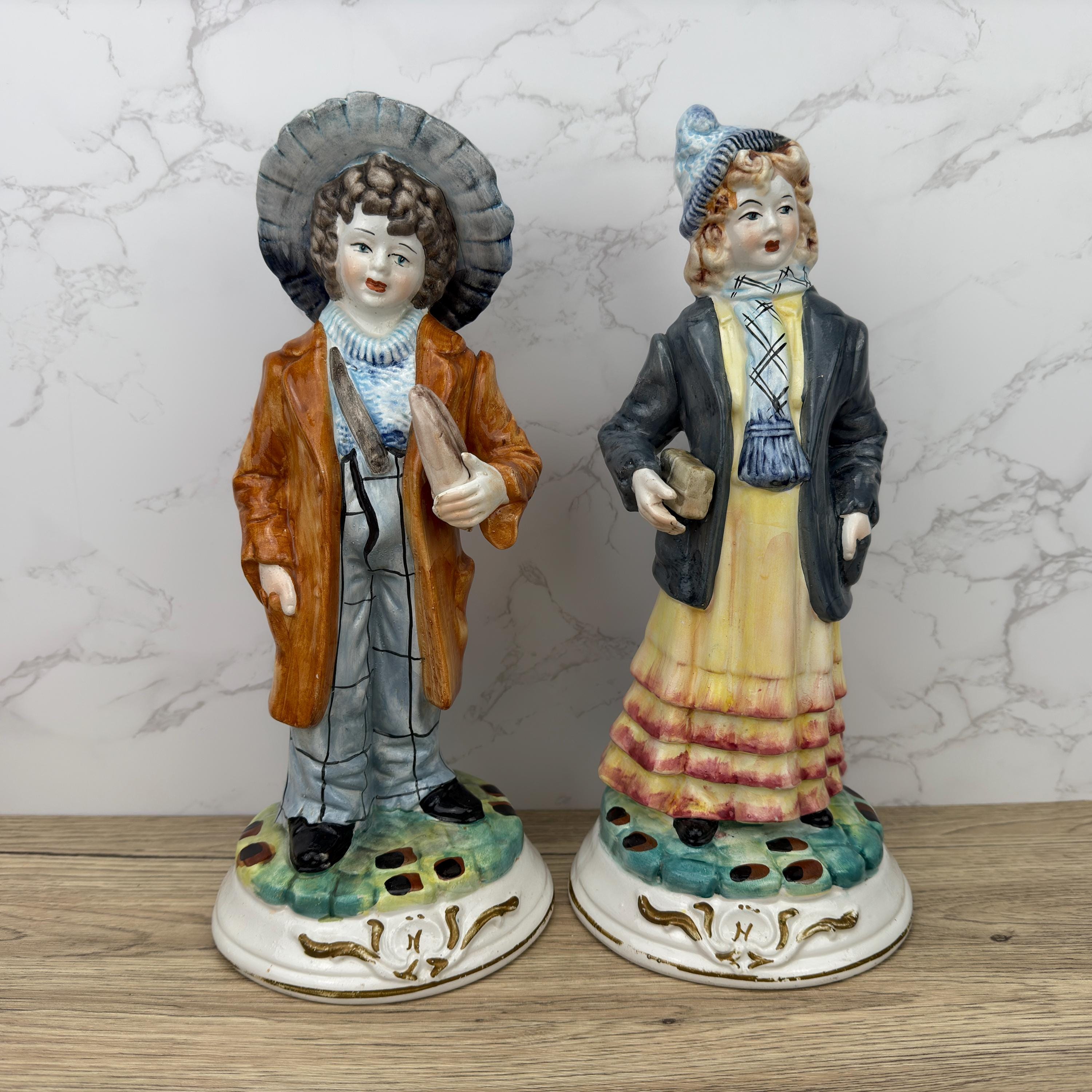 Vintage Capodimonte Figurines, Porcelain Boy and Girl, Italian Home Decor