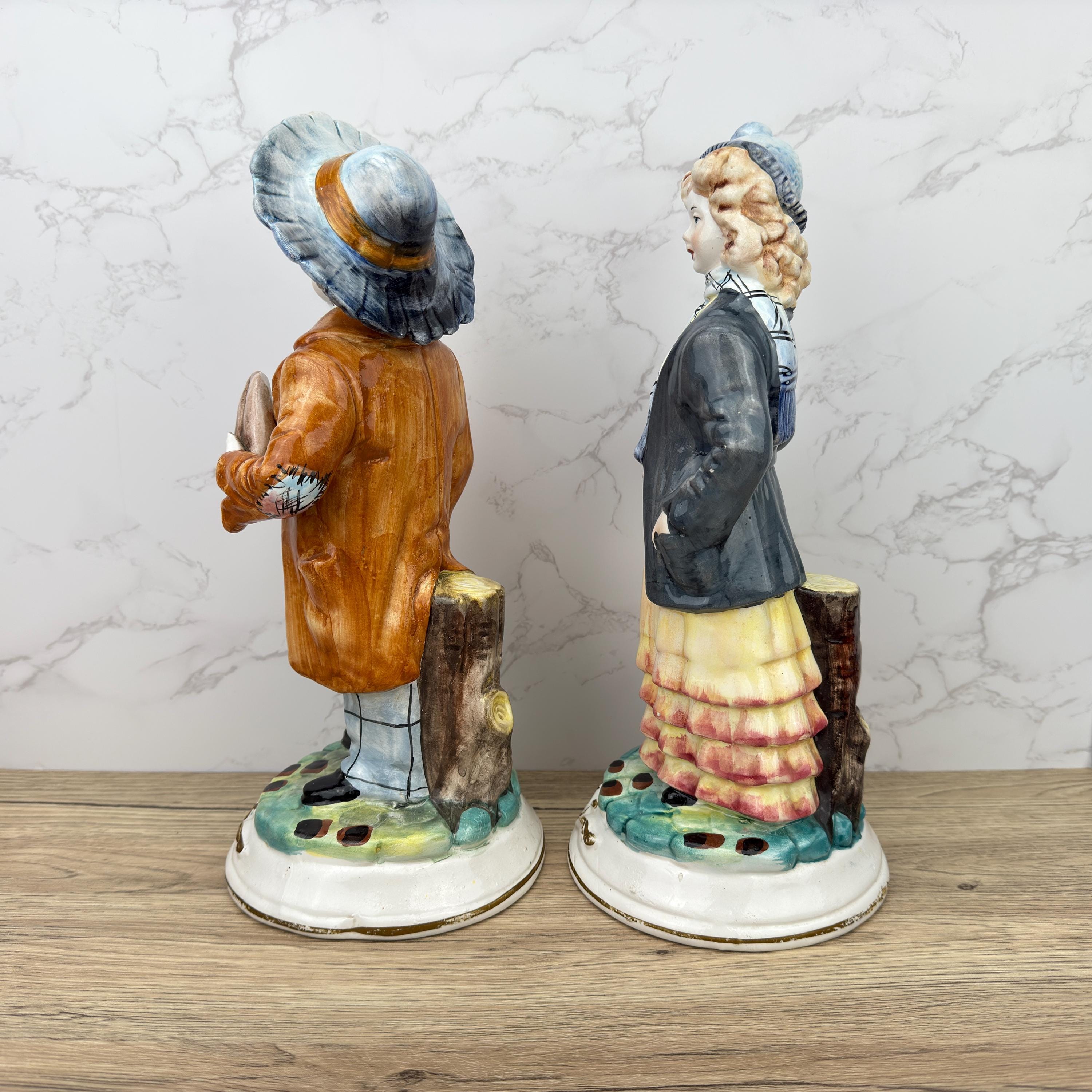 Vintage Capodimonte Figurines, Porcelain Boy and Girl, Italian Home Decor