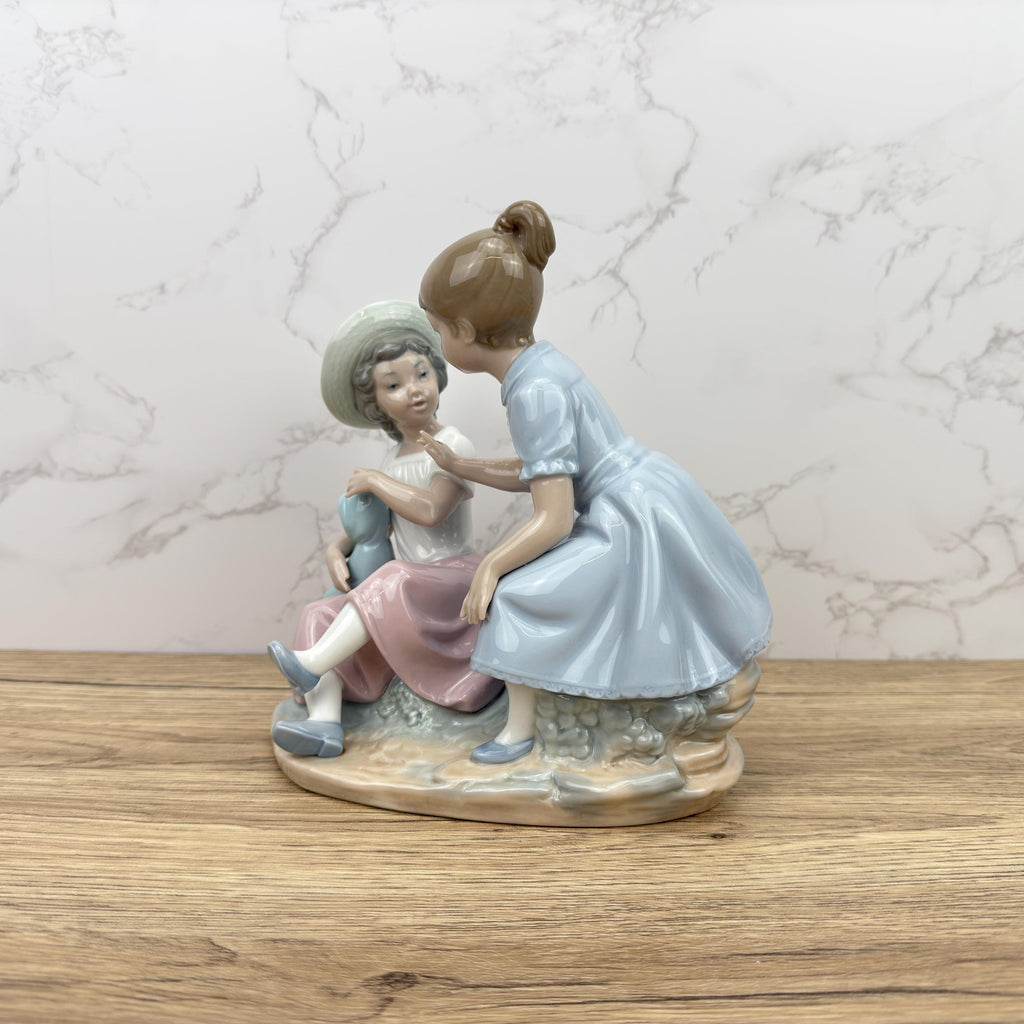 Vintage NAO Lladro Porcelain Figurine, Two Girls with Doll
