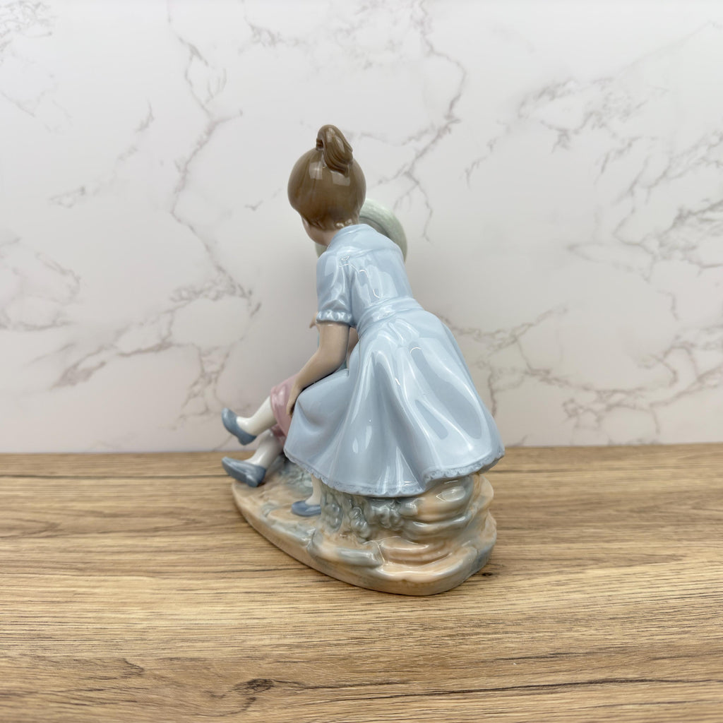Vintage NAO Lladro Porcelain Figurine, Two Girls with Doll