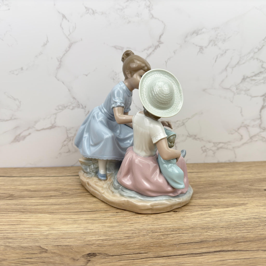 Vintage NAO Lladro Porcelain Figurine, Two Girls with Doll