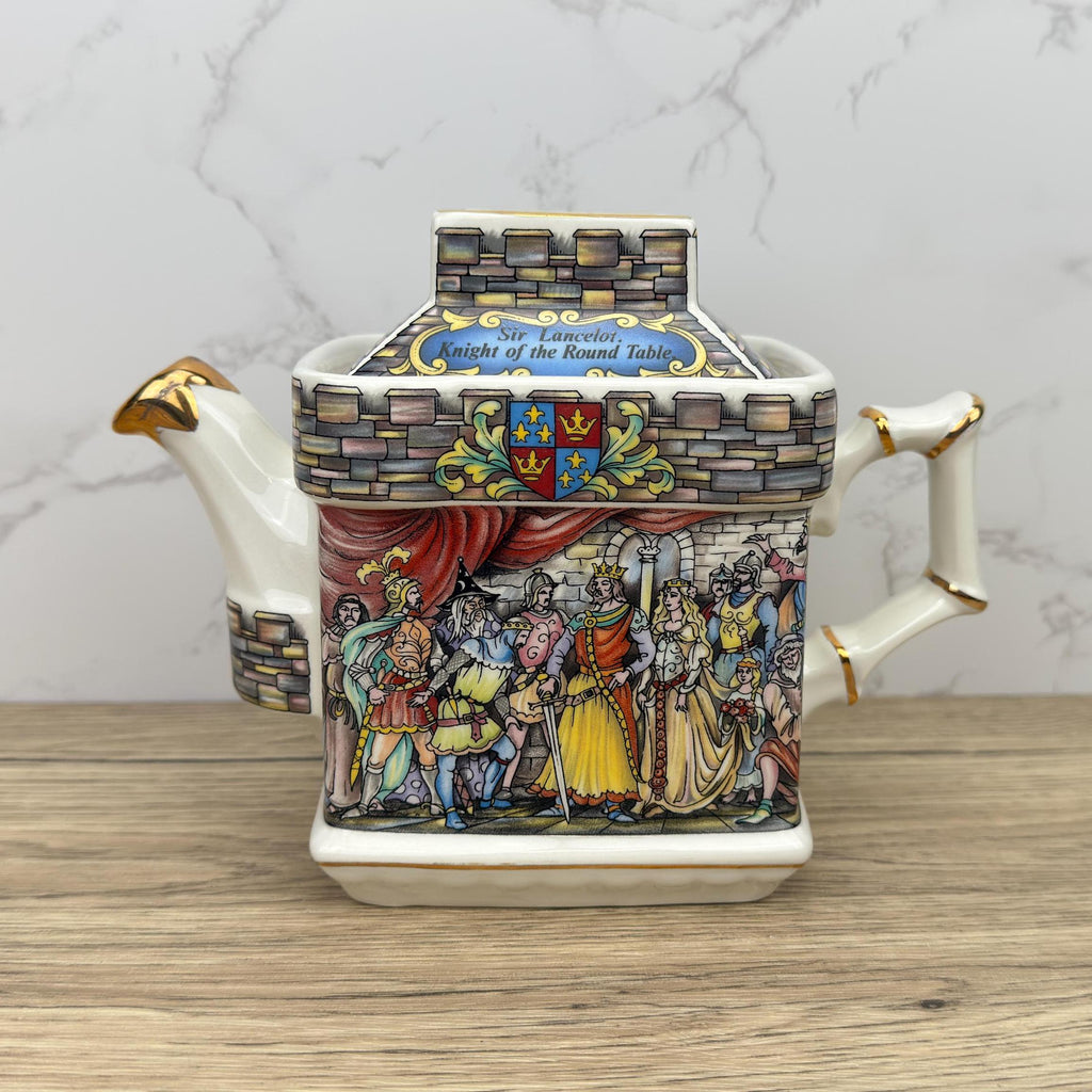 Vintage Sadler Teapot, King Arthur Camelot Scene, Gold Trim