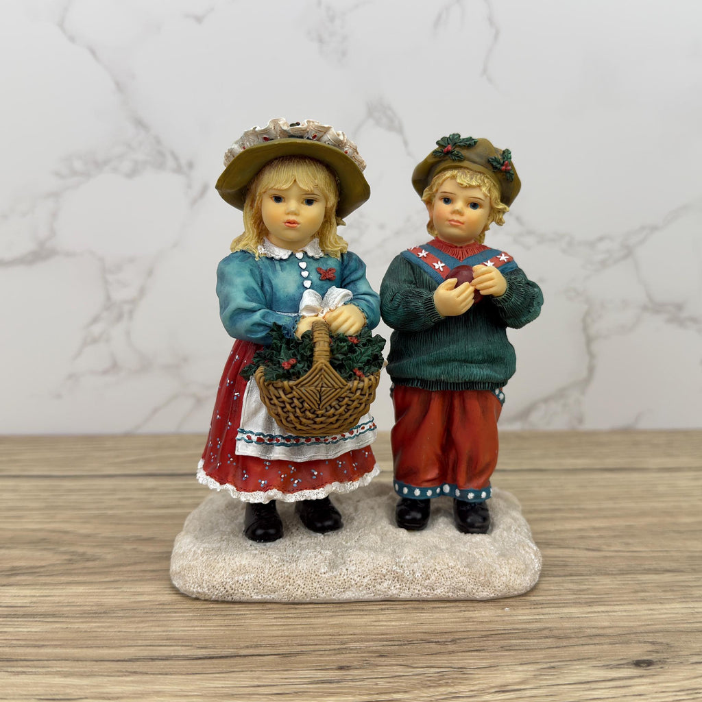 Leonardo Collection Porcelain Figurines, Girl and Boy, Winter Walk
