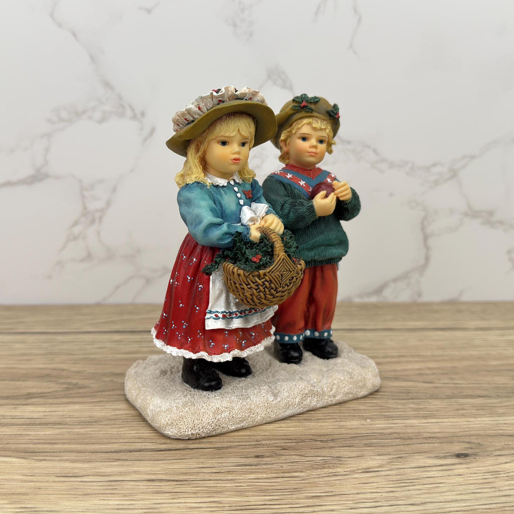 Leonardo Collection Porcelain Figurines, Girl and Boy, Winter Walk
