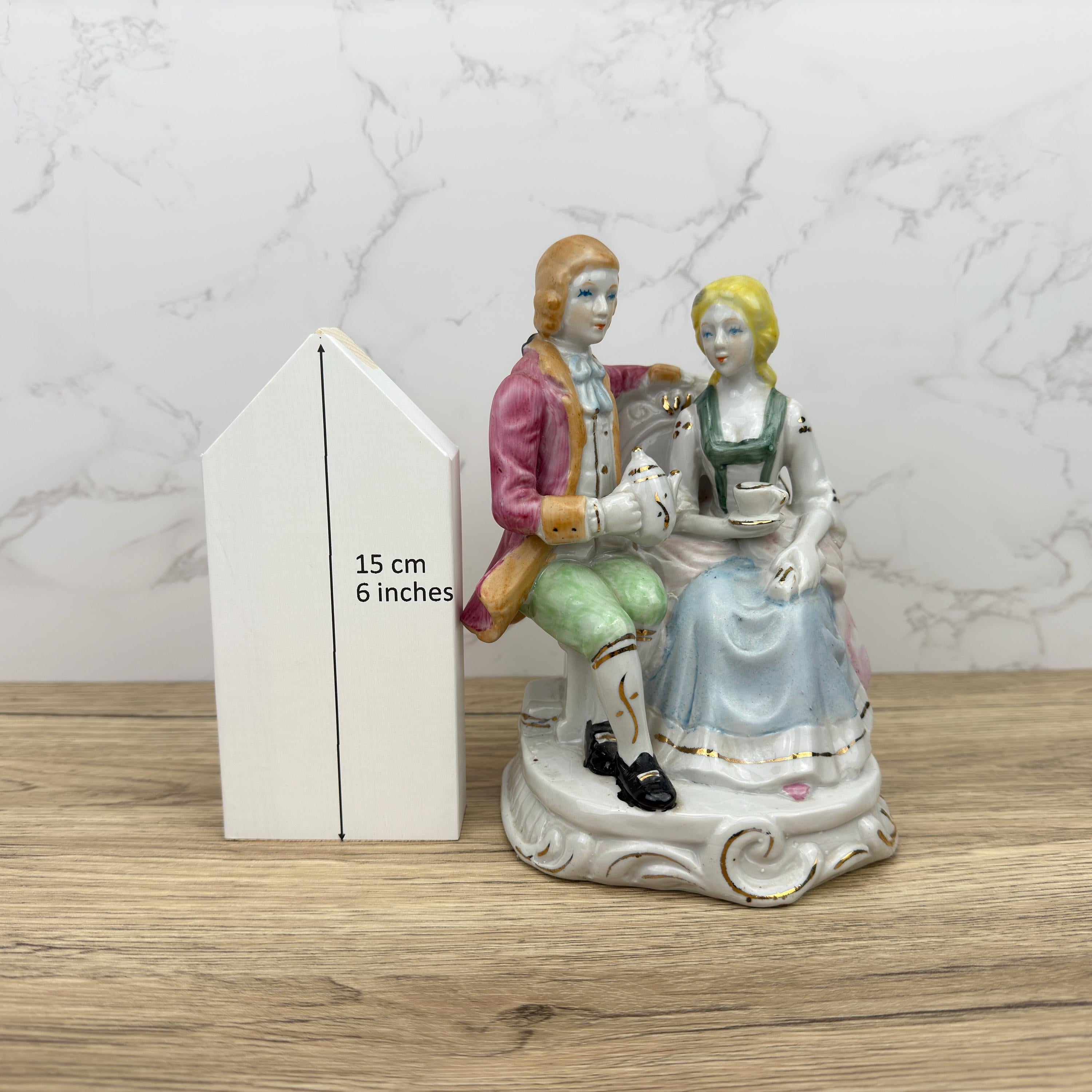 French Colonial Couple Figurine, Victorian Shabby Chic Decor