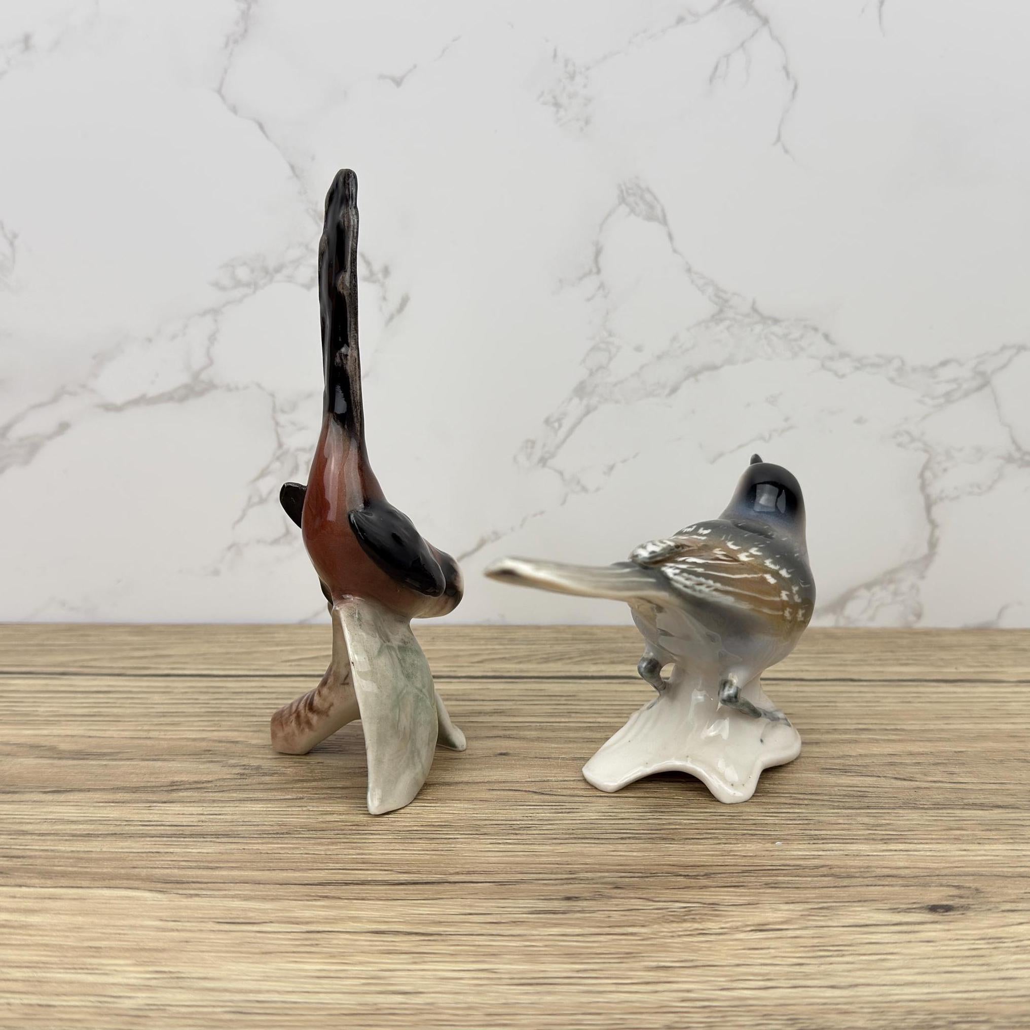 Vintage Hummel Goebel Porcelain Bird Figurines, Long Tailed Titmouse and Pied Wagtail