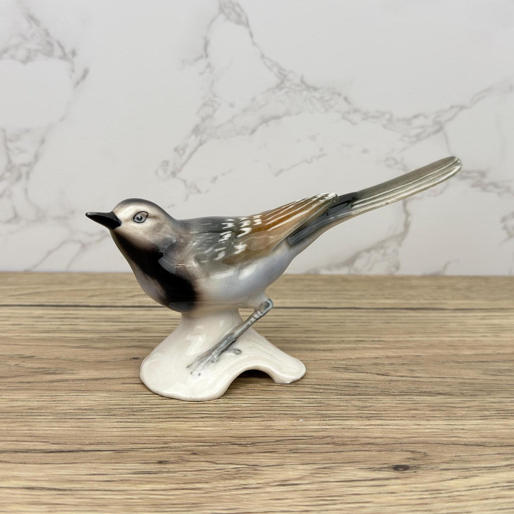 Vintage Hummel Goebel Porcelain Bird Figurines, Long Tailed Titmouse and Pied Wagtail