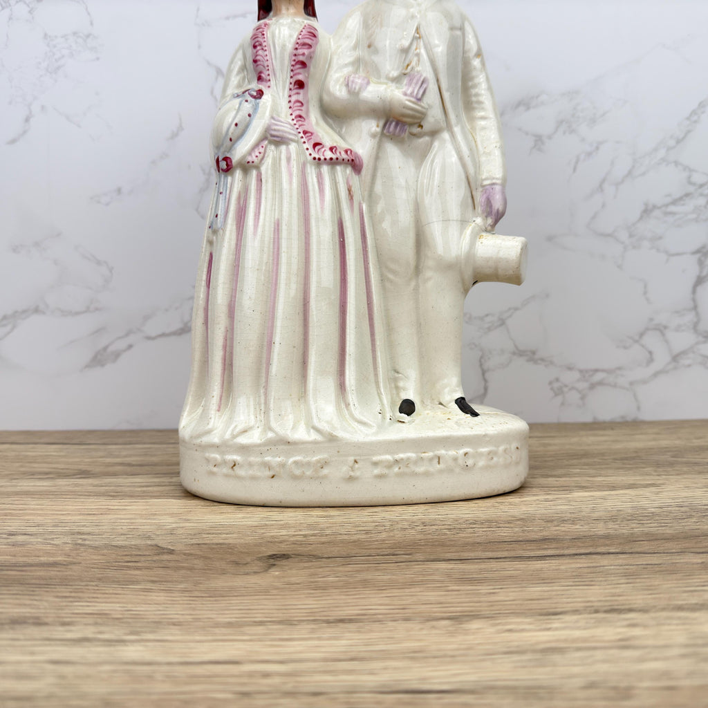 Victorian Staffordshire Prince and Princess Figurine, 1860 Royalty Display