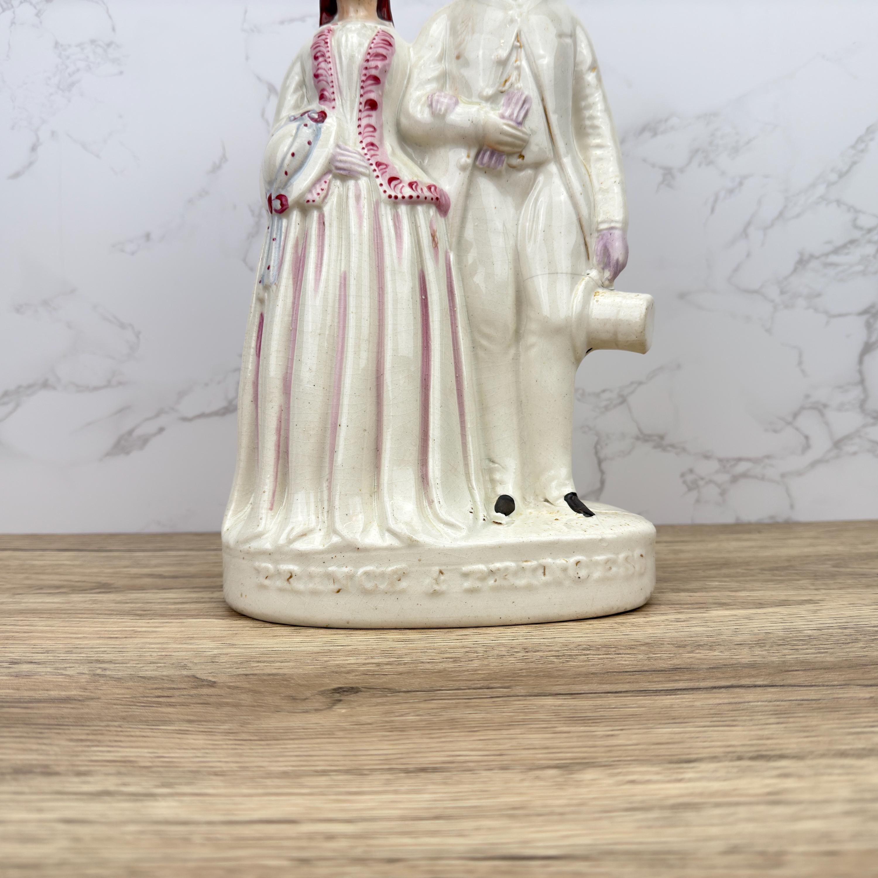 Victorian Staffordshire Prince and Princess Figurine, 1860 Royalty Display